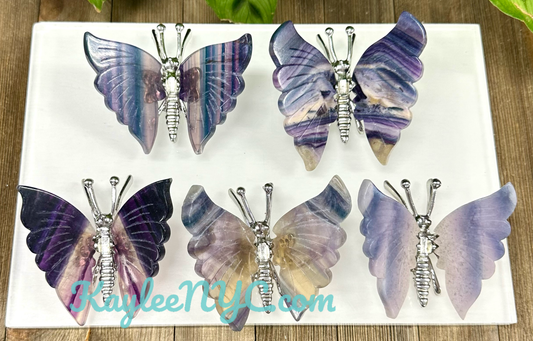 Wholesale Lot 5 Pcs Natural Fluorite butterfly Crystal