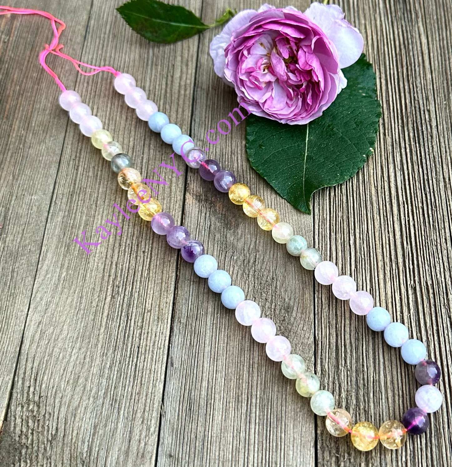 8mm 5 mix Natural Crystal beads 15.5”