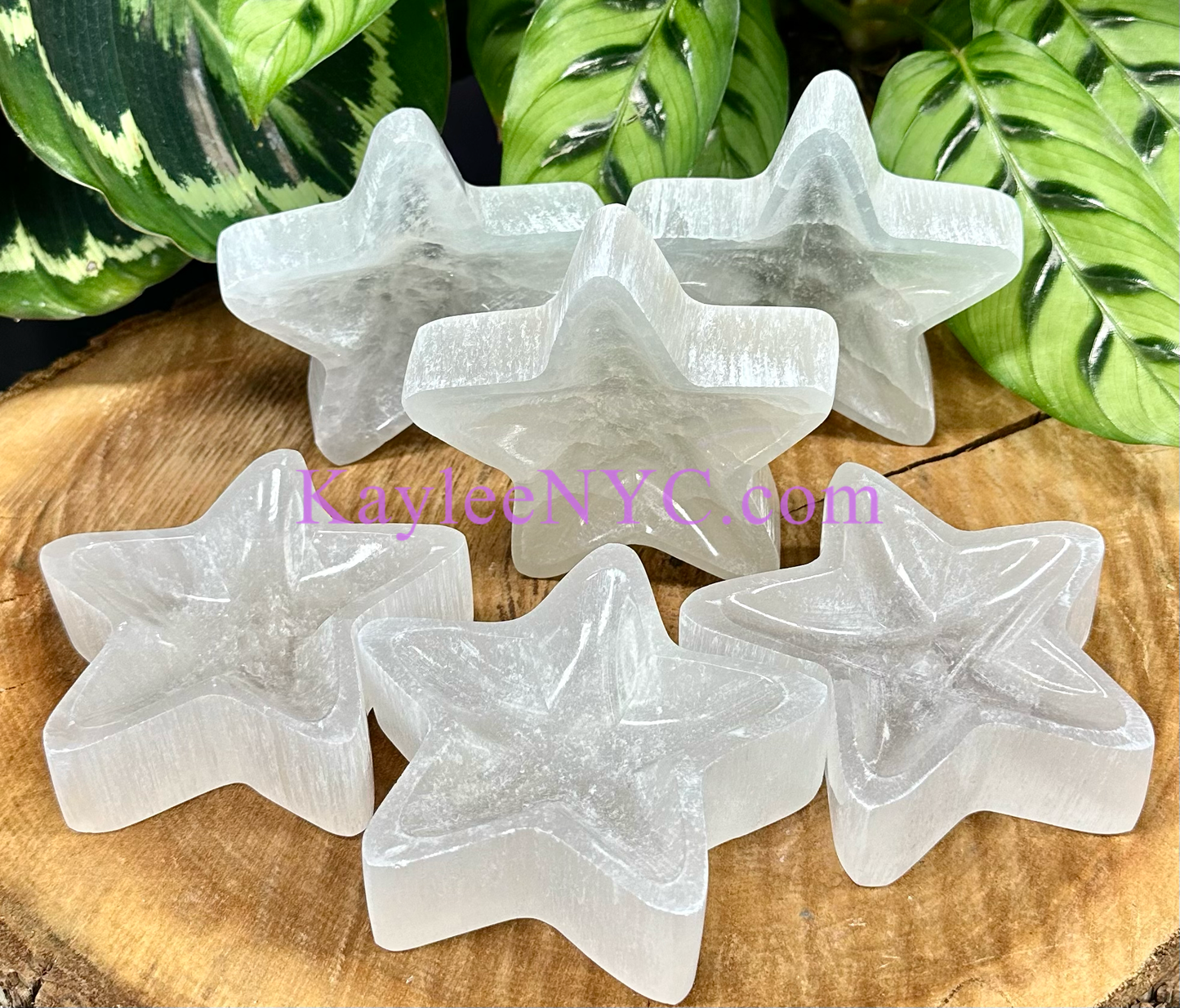 Natural Selenite aka Satin Spar Star Bowls