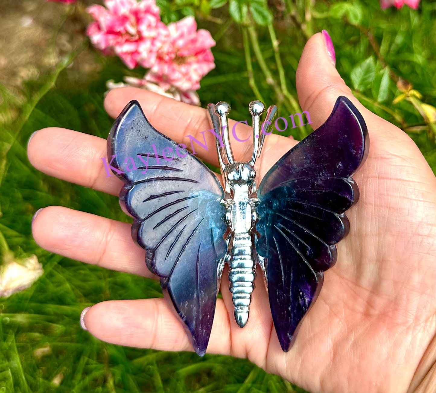 Wholesale Lot 5 Pcs Natural Fluorite butterfly Crystal