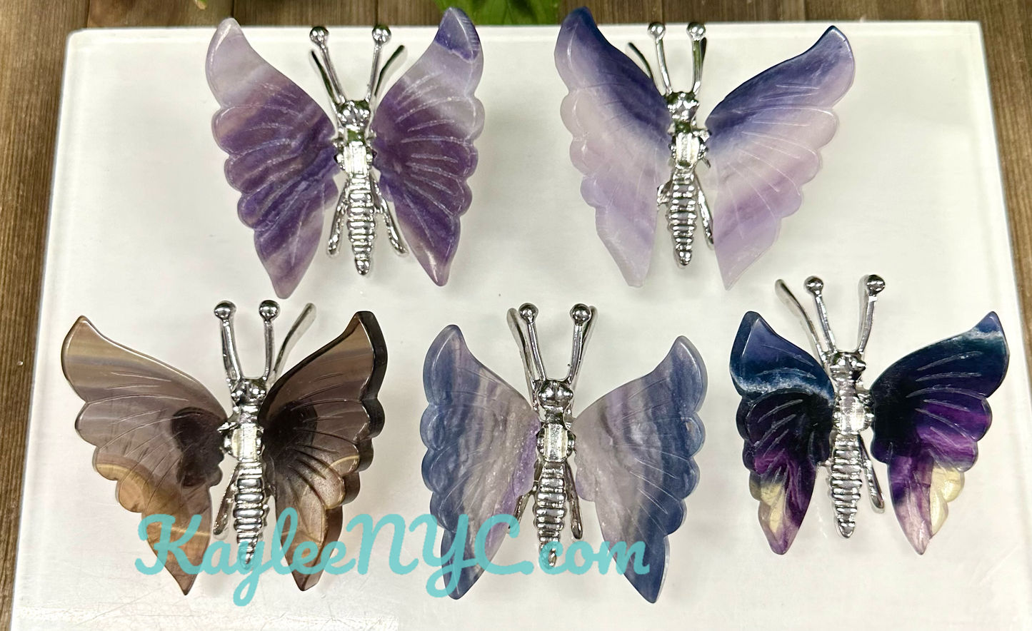 Wholesale Lot 5 Pcs Natural Fluorite butterfly Crystal
