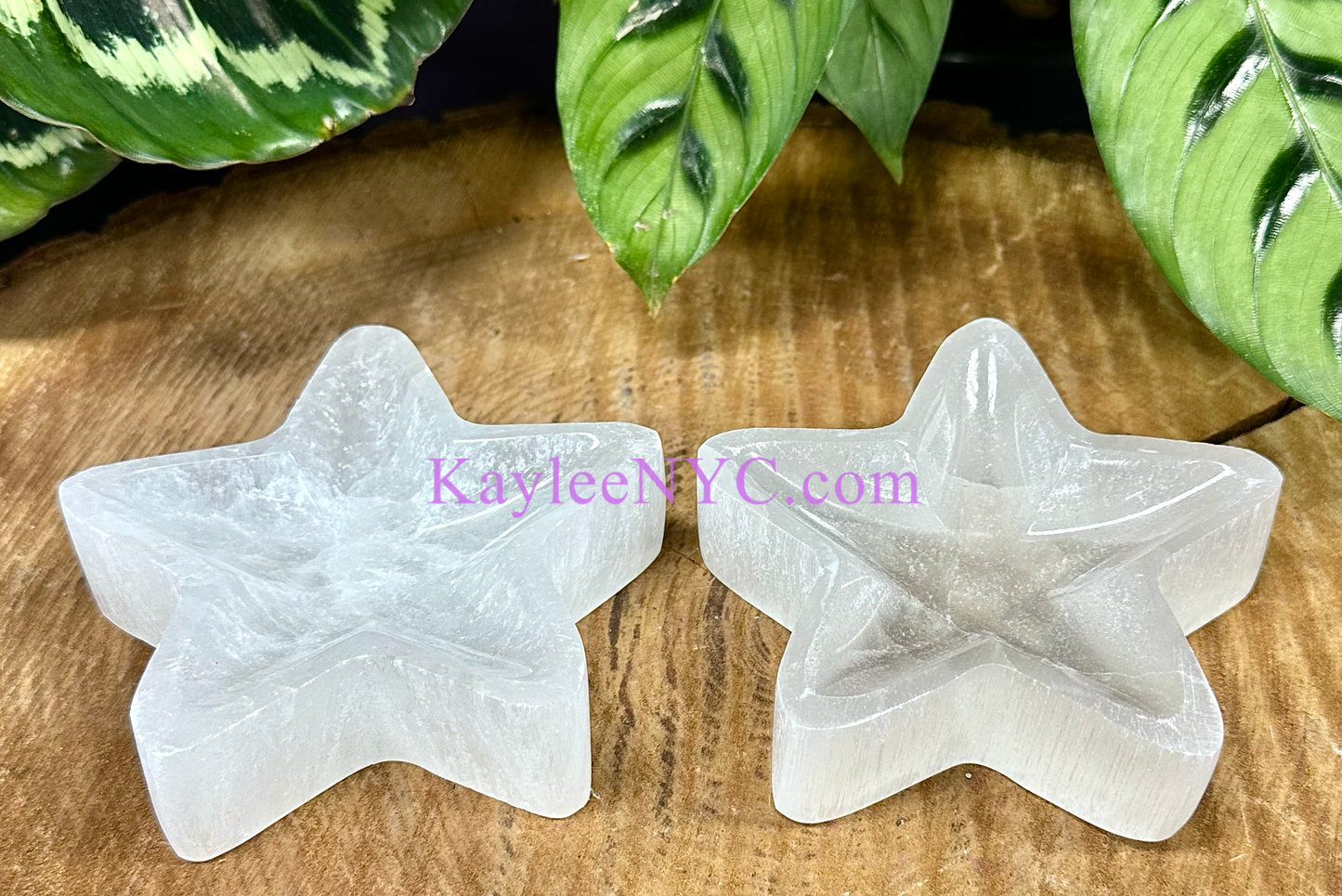 Natural Selenite aka Satin Spar Star Bowls