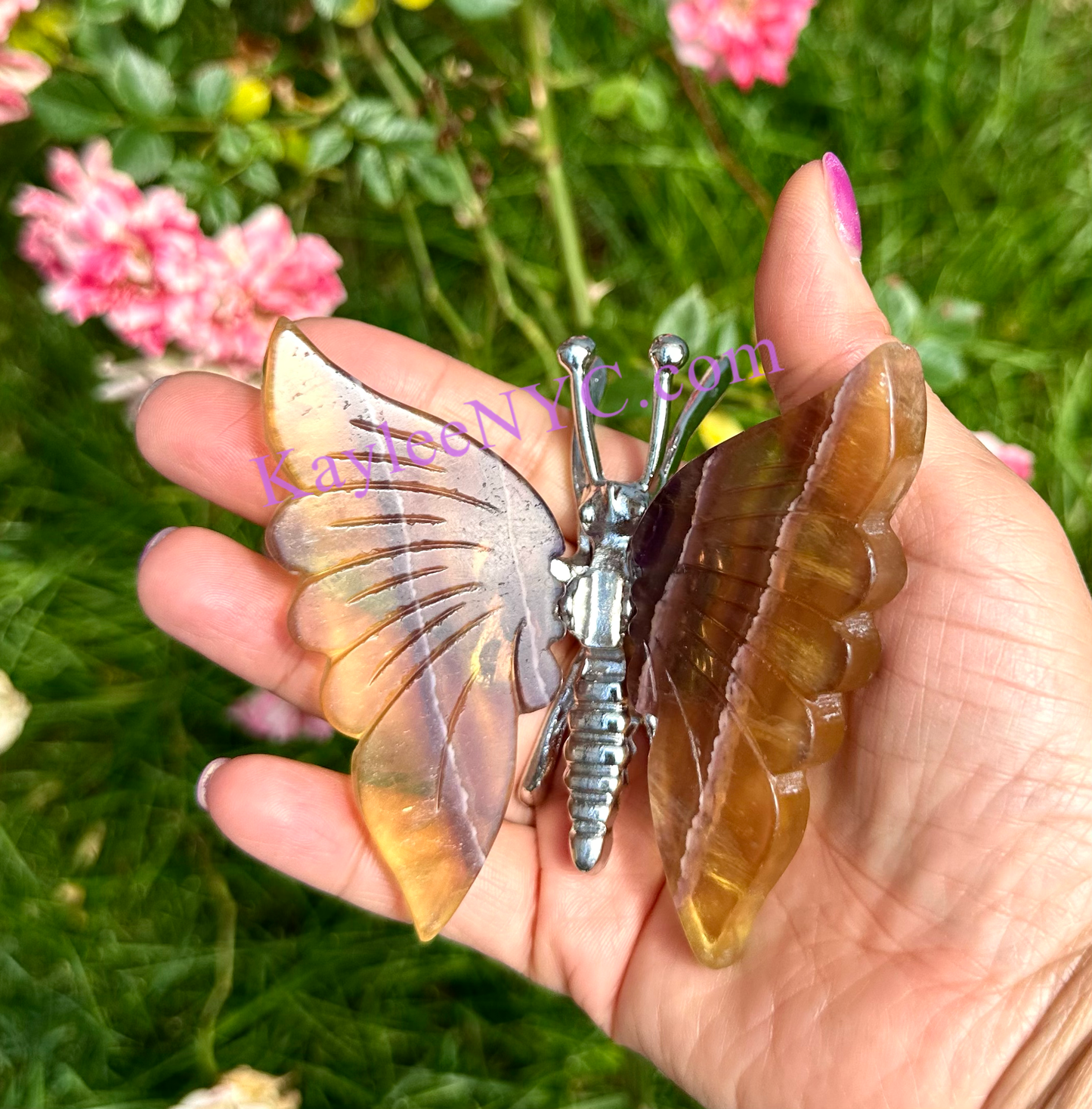 Wholesale Lot 5 Pcs Natural Fluorite butterfly Crystal