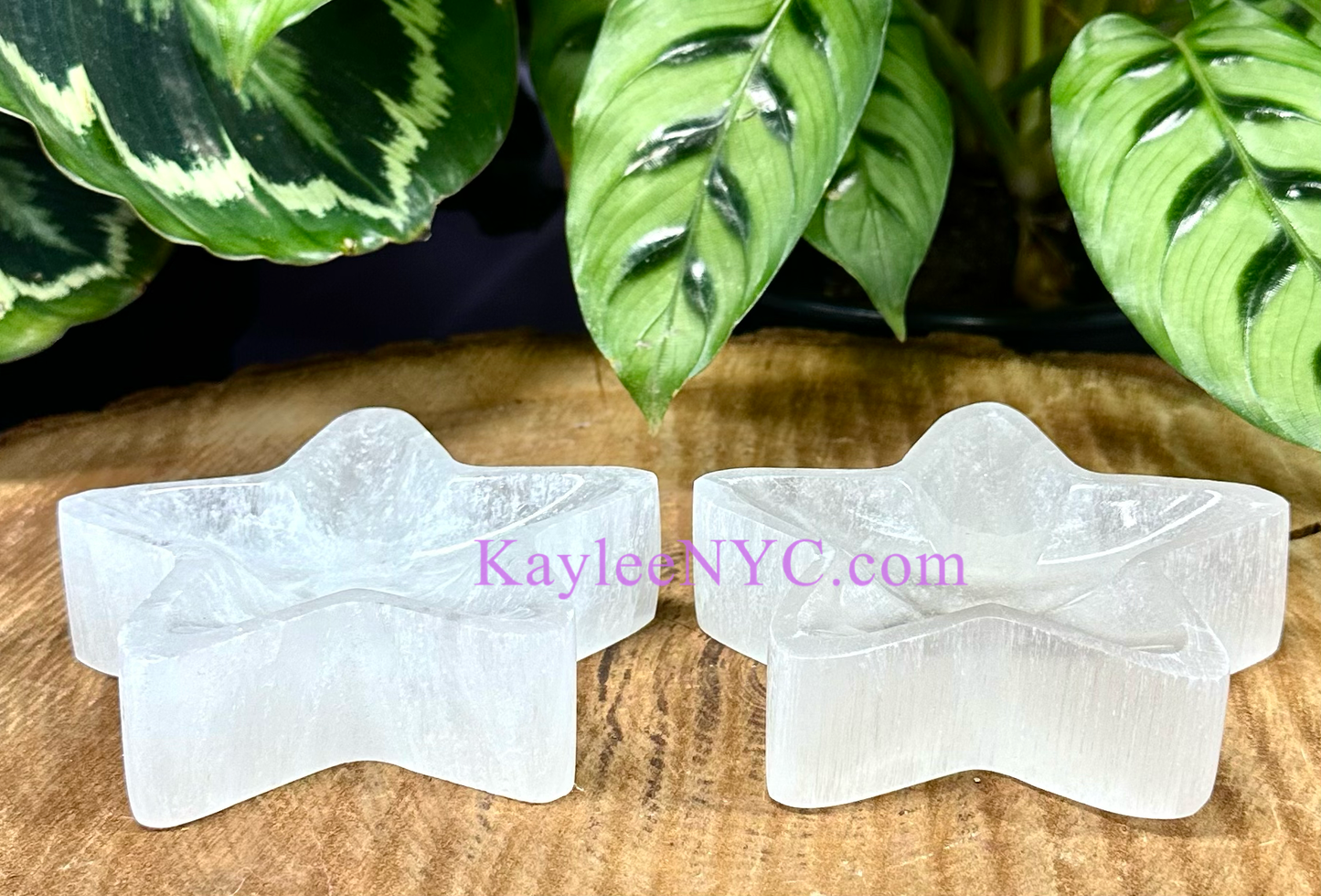 Natural Selenite aka Satin Spar Star Bowls