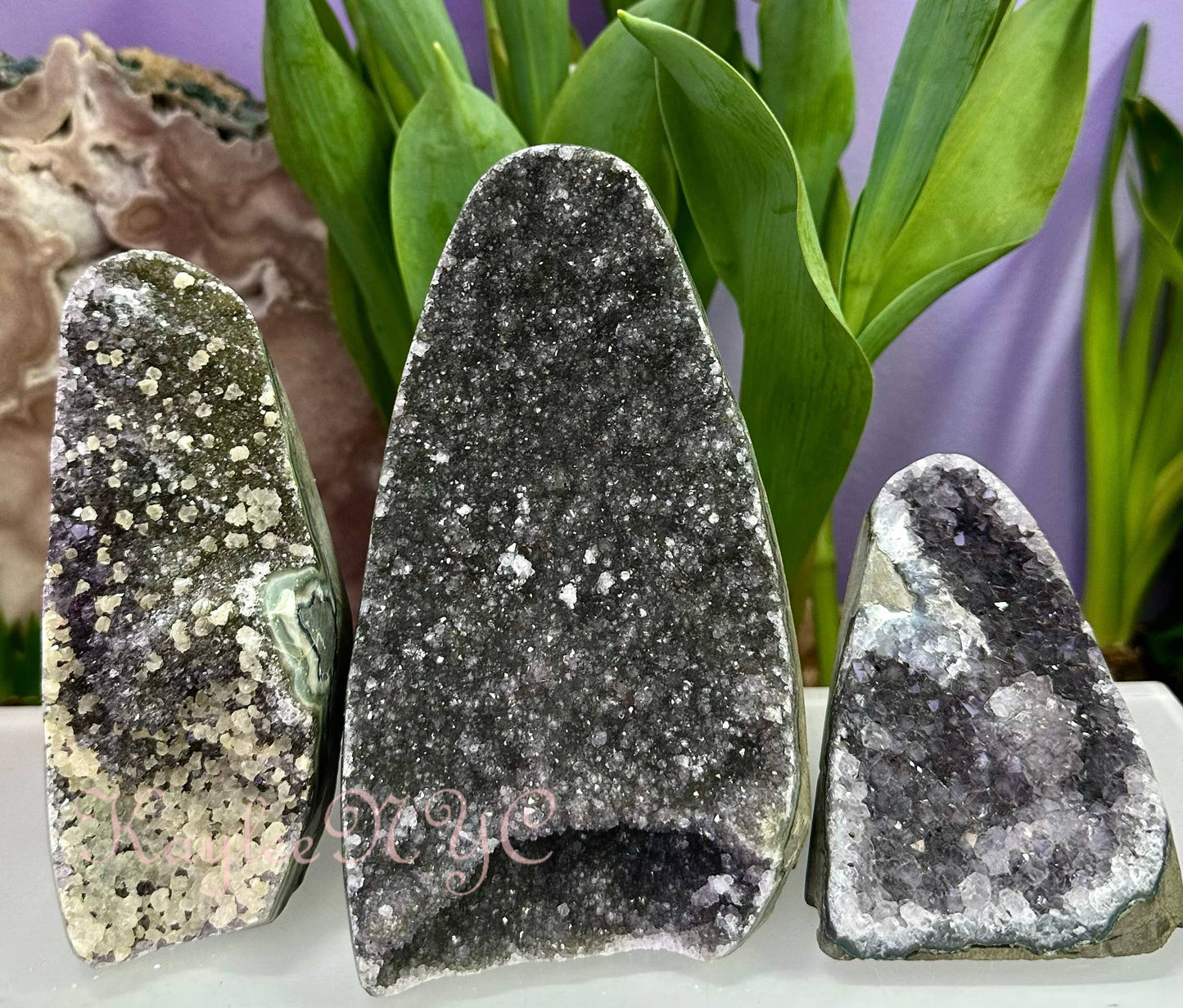 2-4 PCs Natural Black Amethyst Cut Base 4.8-5 lbs