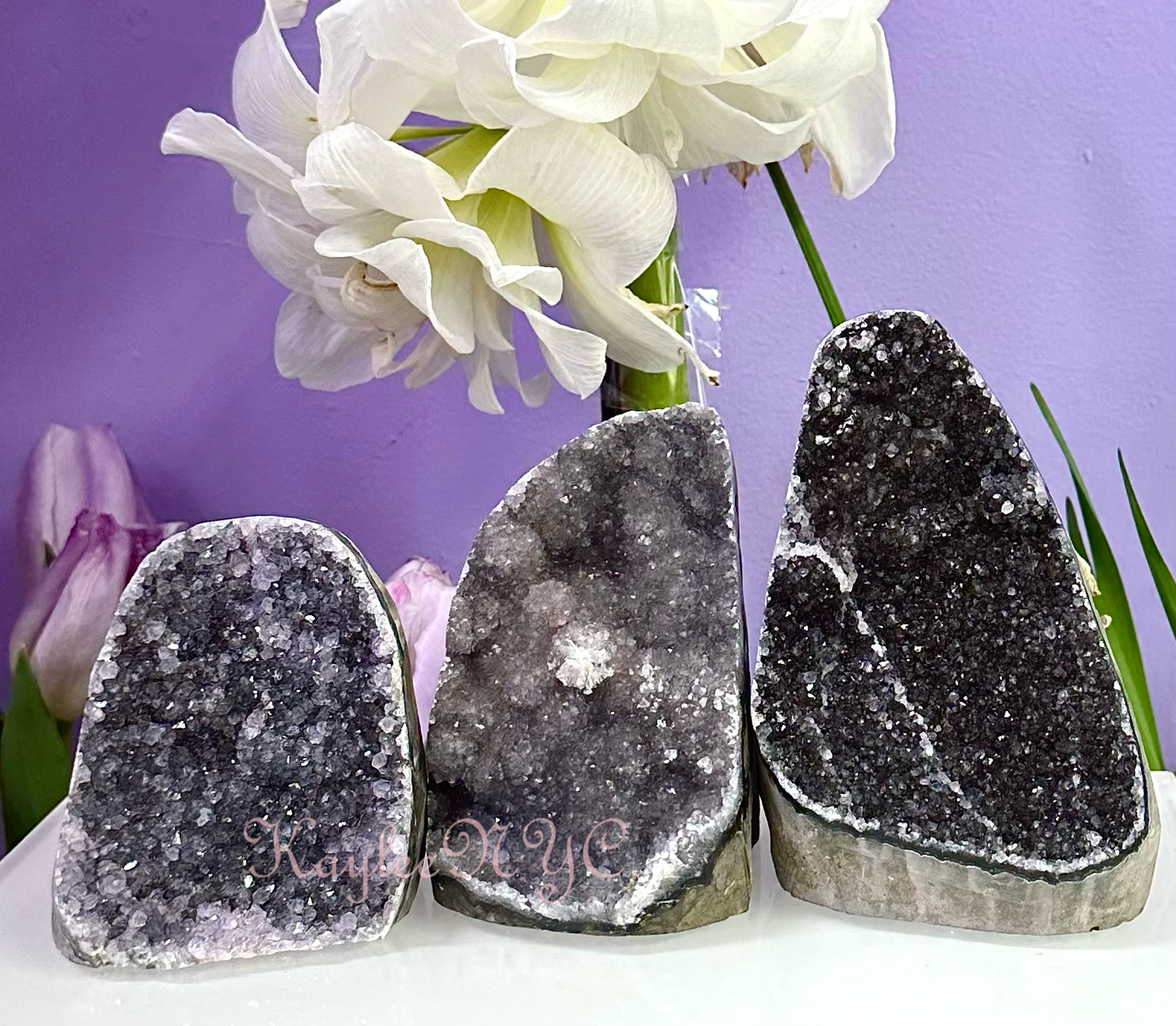2-4 PCs Natural Black Amethyst Cut Base 4.8-5 lbs