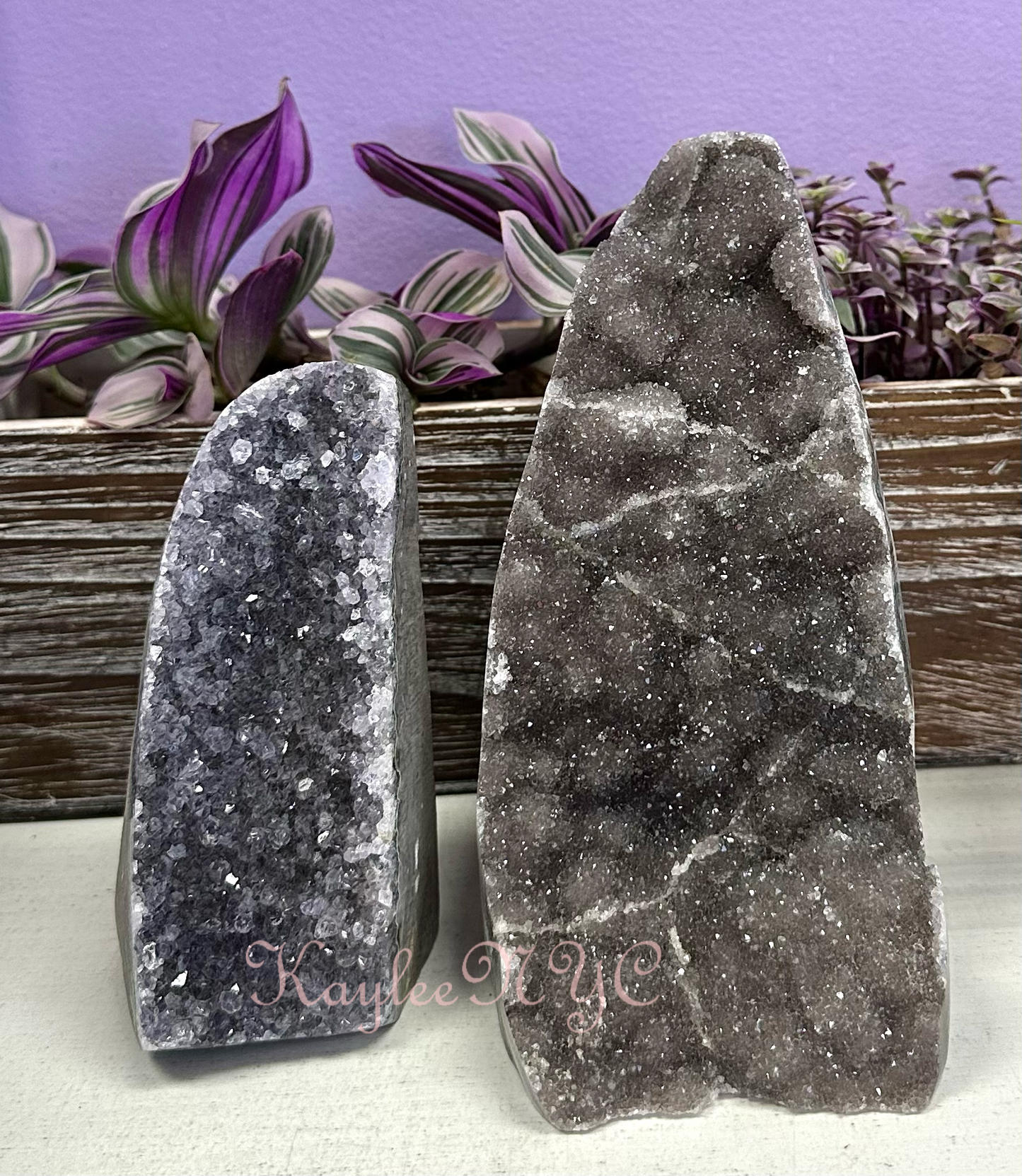 2-4 PCs Natural Black Amethyst Cut Base 4.8-5 lbs