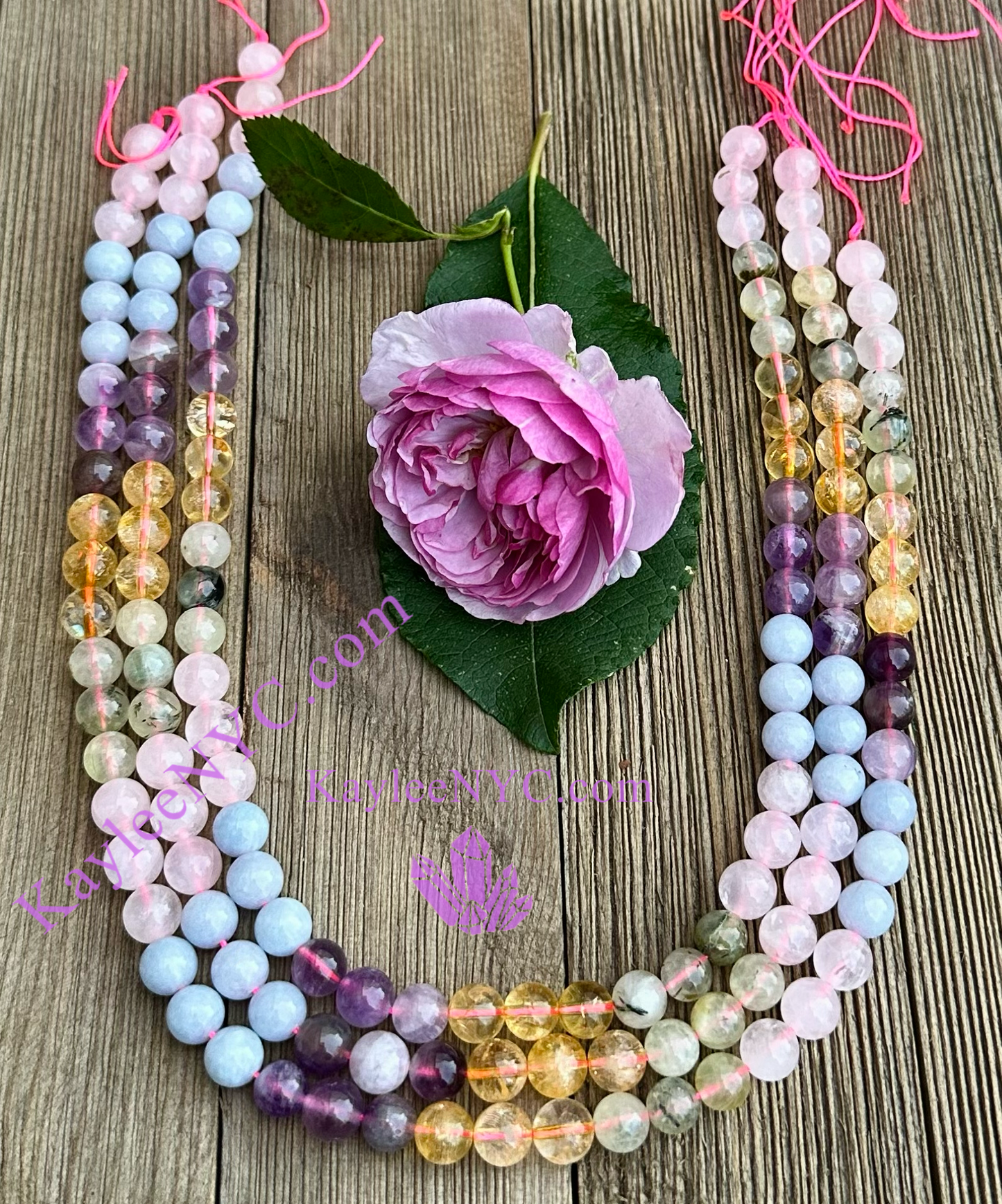 8mm 5 mix Natural Crystal beads 15.5”