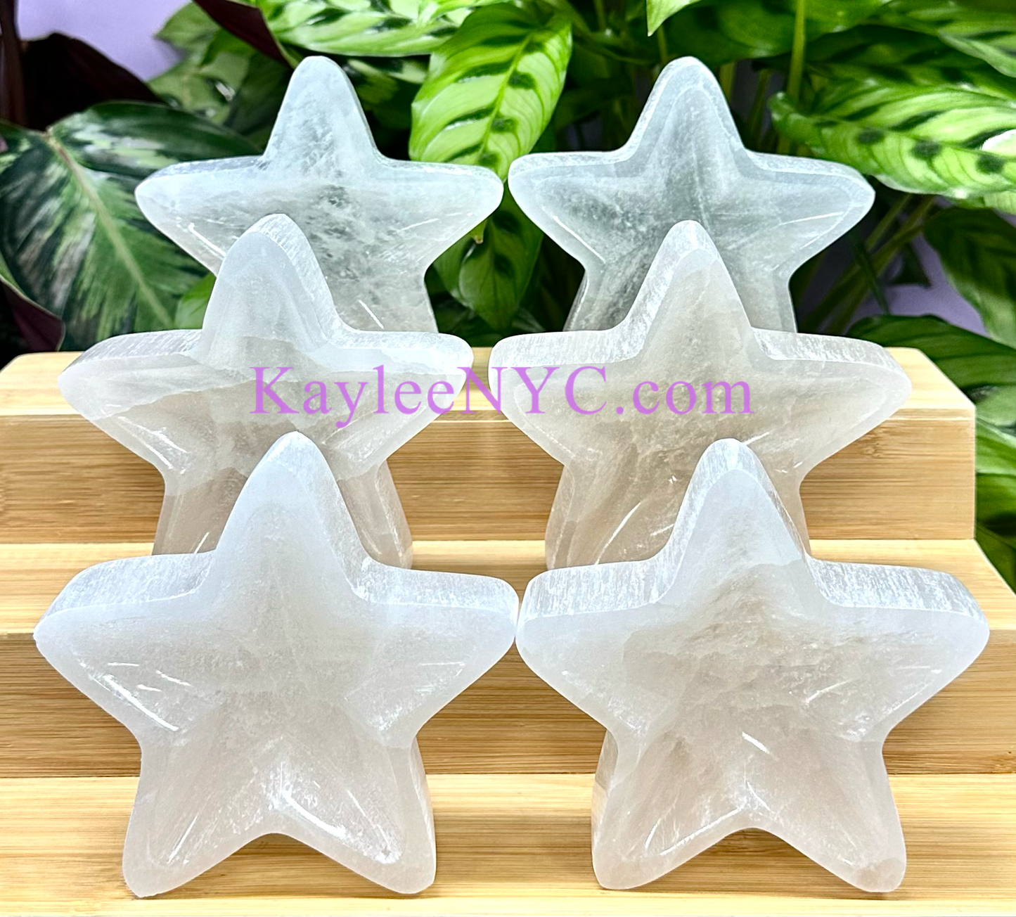 Natural Selenite aka Satin Spar Star Bowls