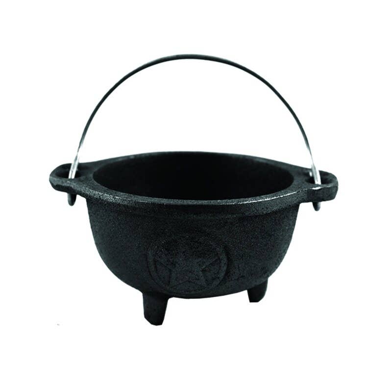 4" Pentacle Cast Iron Cauldron Bowl with Hanger