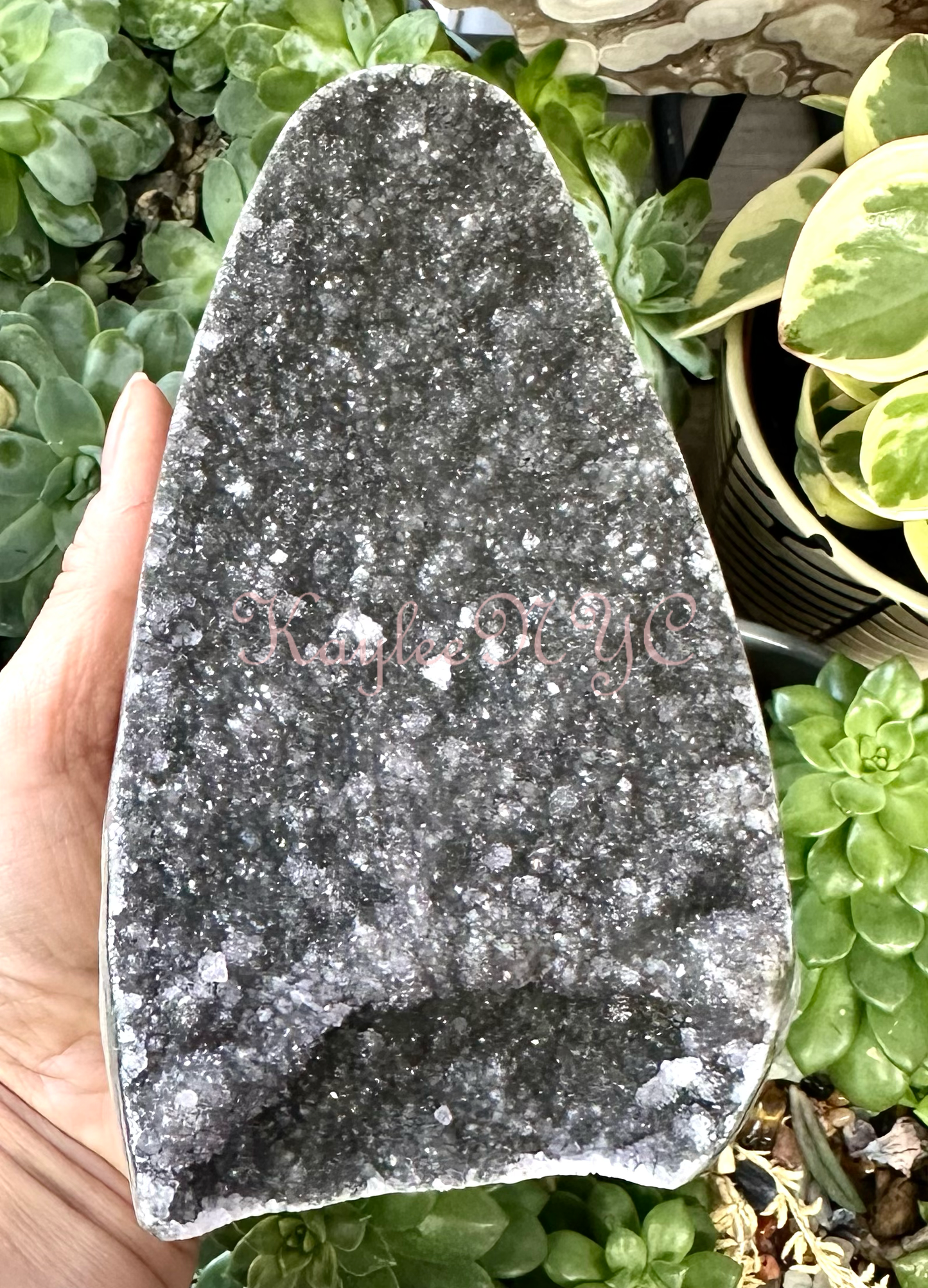 2-4 PCs Natural Black Amethyst Cut Base 4.8-5 lbs