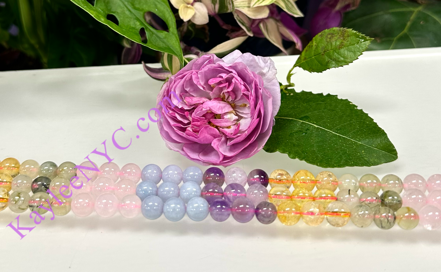 8mm 5 mix Natural Crystal beads 15.5”