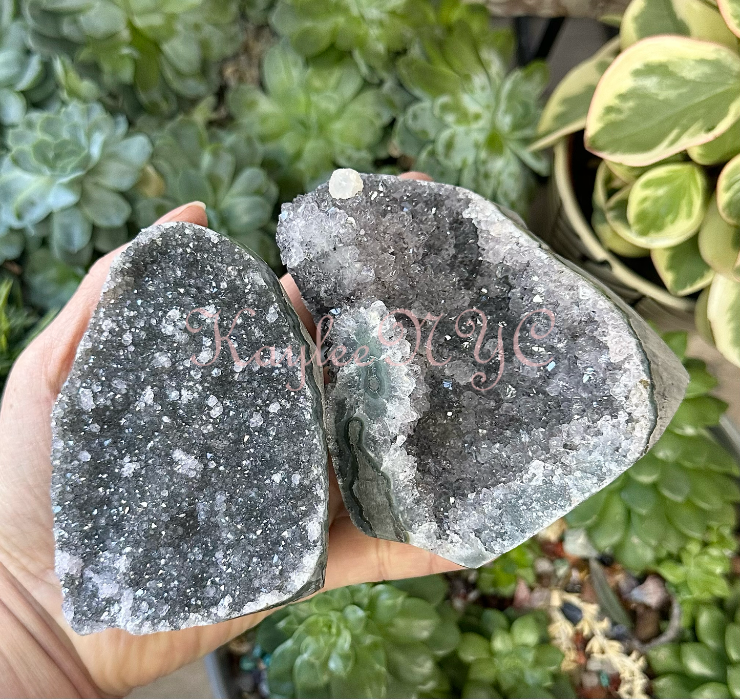 2-4 PCs Natural Black Amethyst Cut Base 4.8-5 lbs