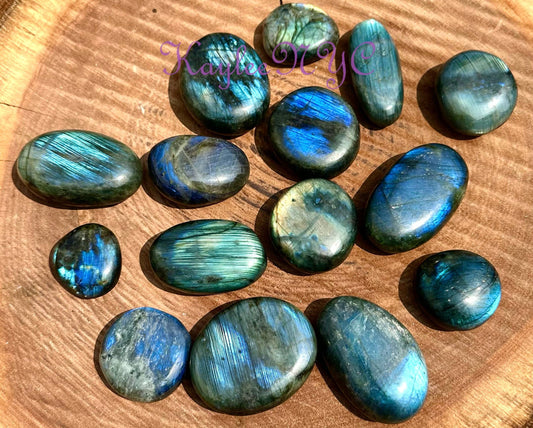 Natural Labradorite Palm Stone Crystal