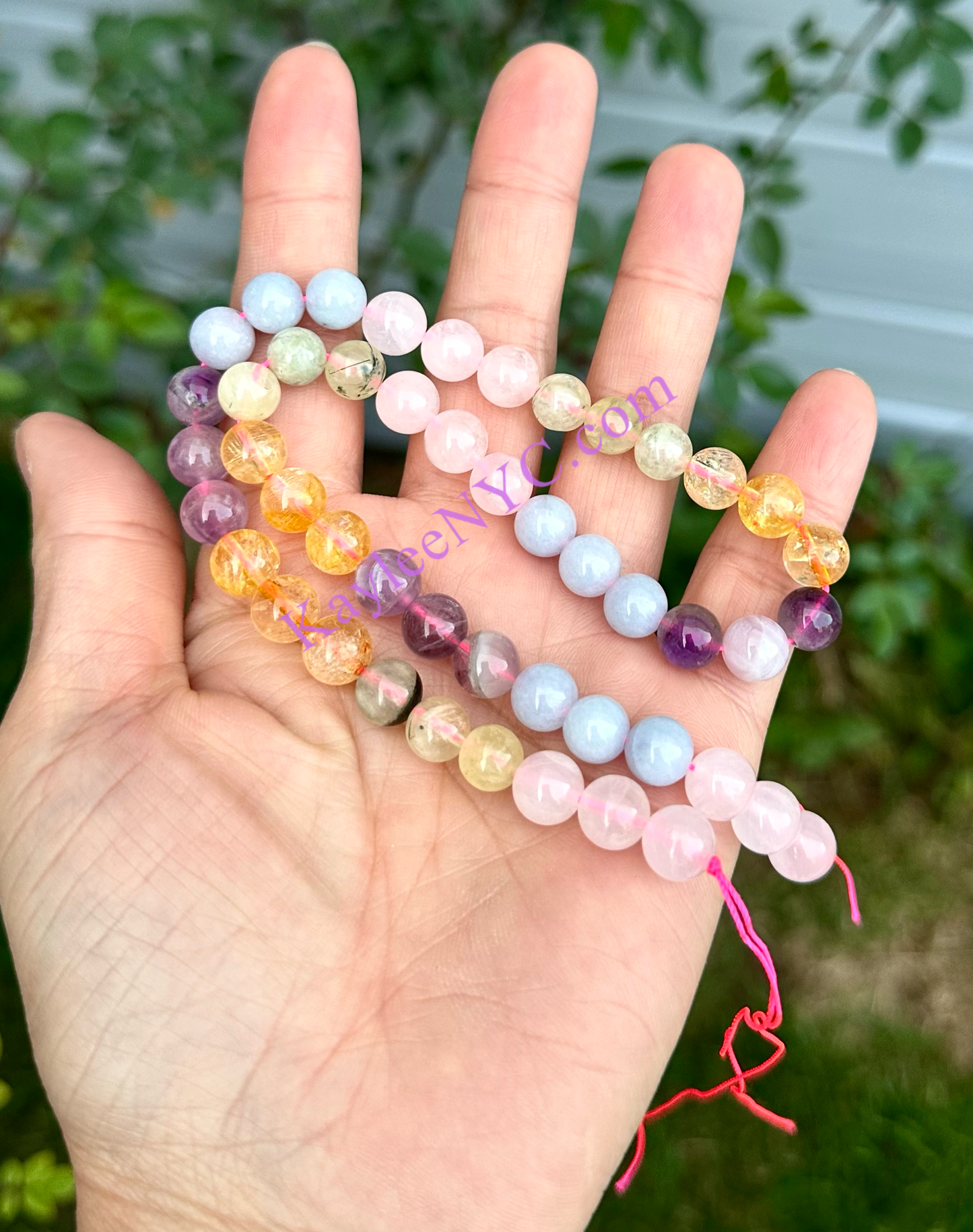 8mm 5 mix Natural Crystal beads 15.5”