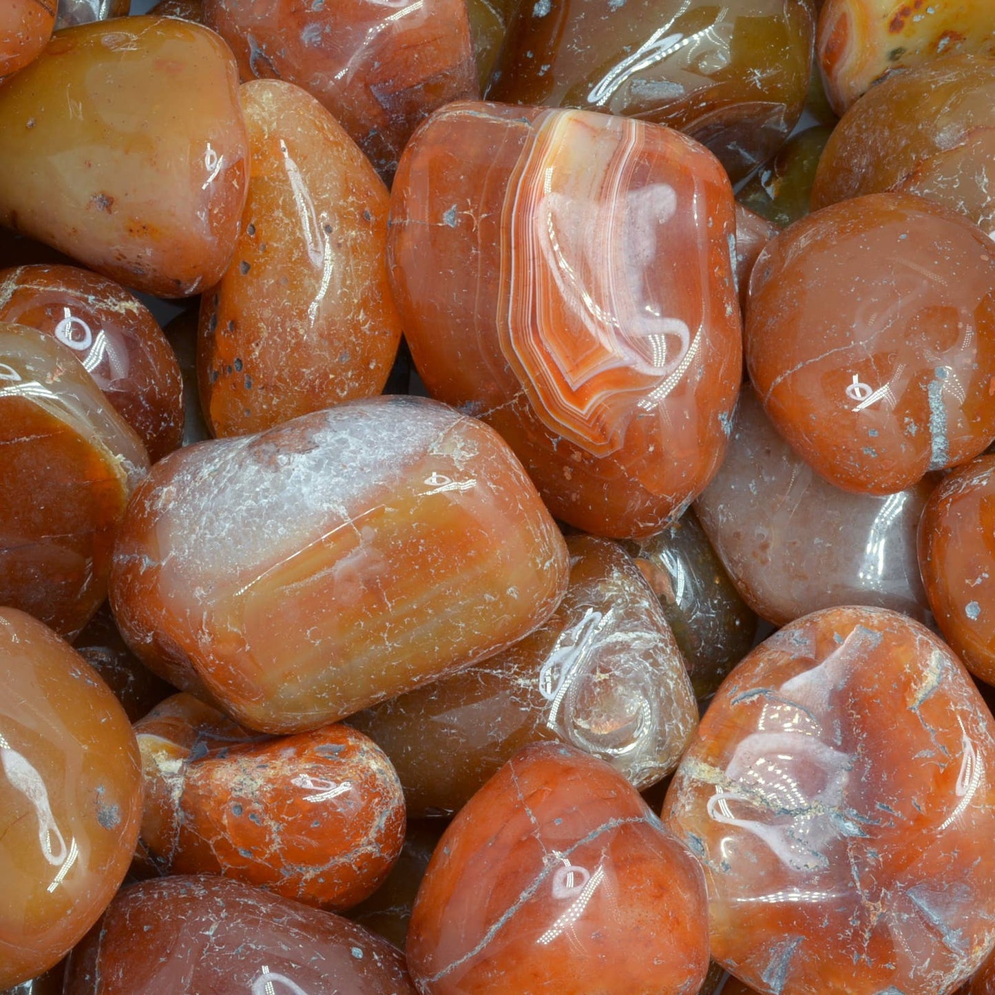 🧡 Natural Carnelian Tumbled Stones – Large (Brazil)
