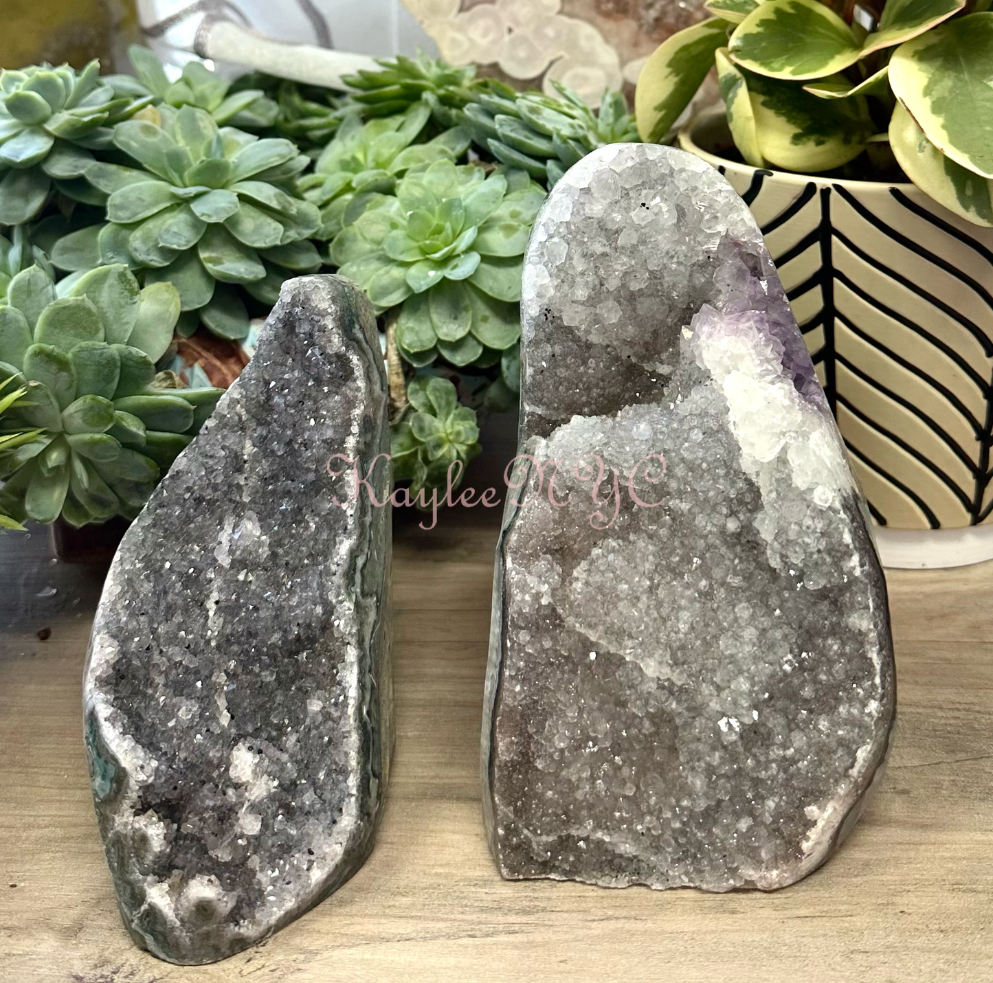 2-4 PCs Natural Black Amethyst Cut Base 4.8-5 lbs