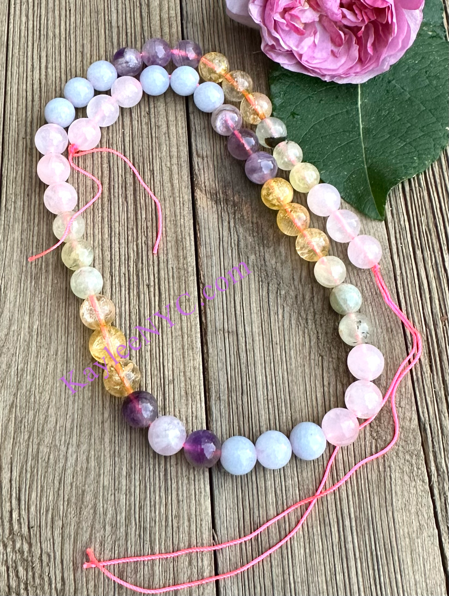 8mm 5 mix Natural Crystal beads 15.5”