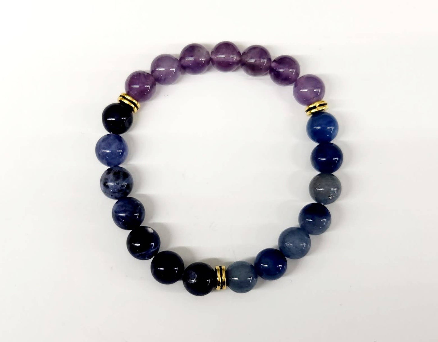 ANXIETY RELIEF-Blue Aventurine/Sodalite/Amethyst Bracelet8mm