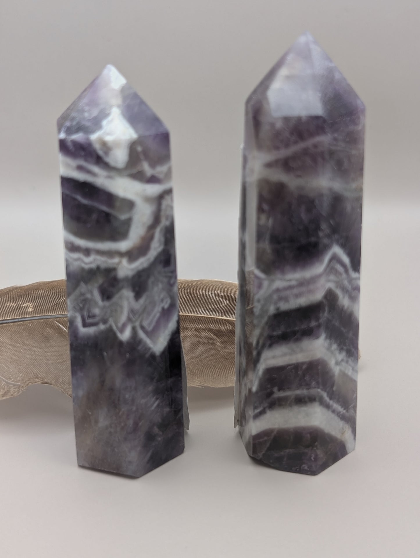 Natural Dream Chevron Amethyst Obelisk Point Crystal