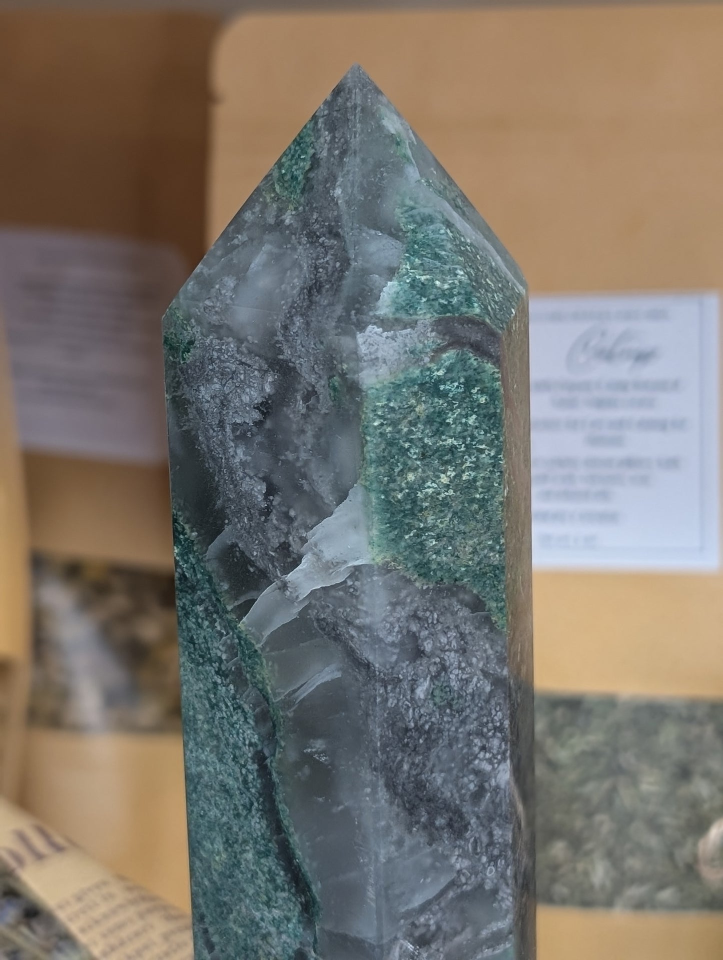 Large Natural Moss Agate obelisk Towers