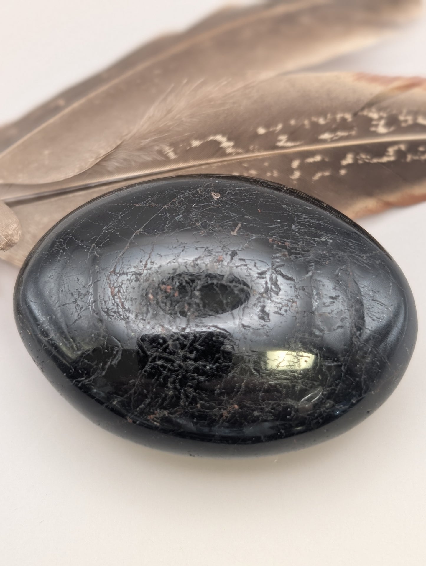 Natural Black Tourmaline Palm Stone