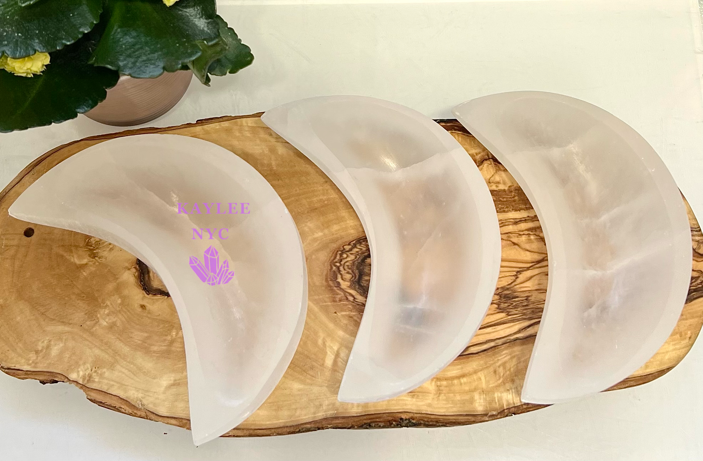 Natural Selenite aka Satin Spar Moon Bowls ~10cm