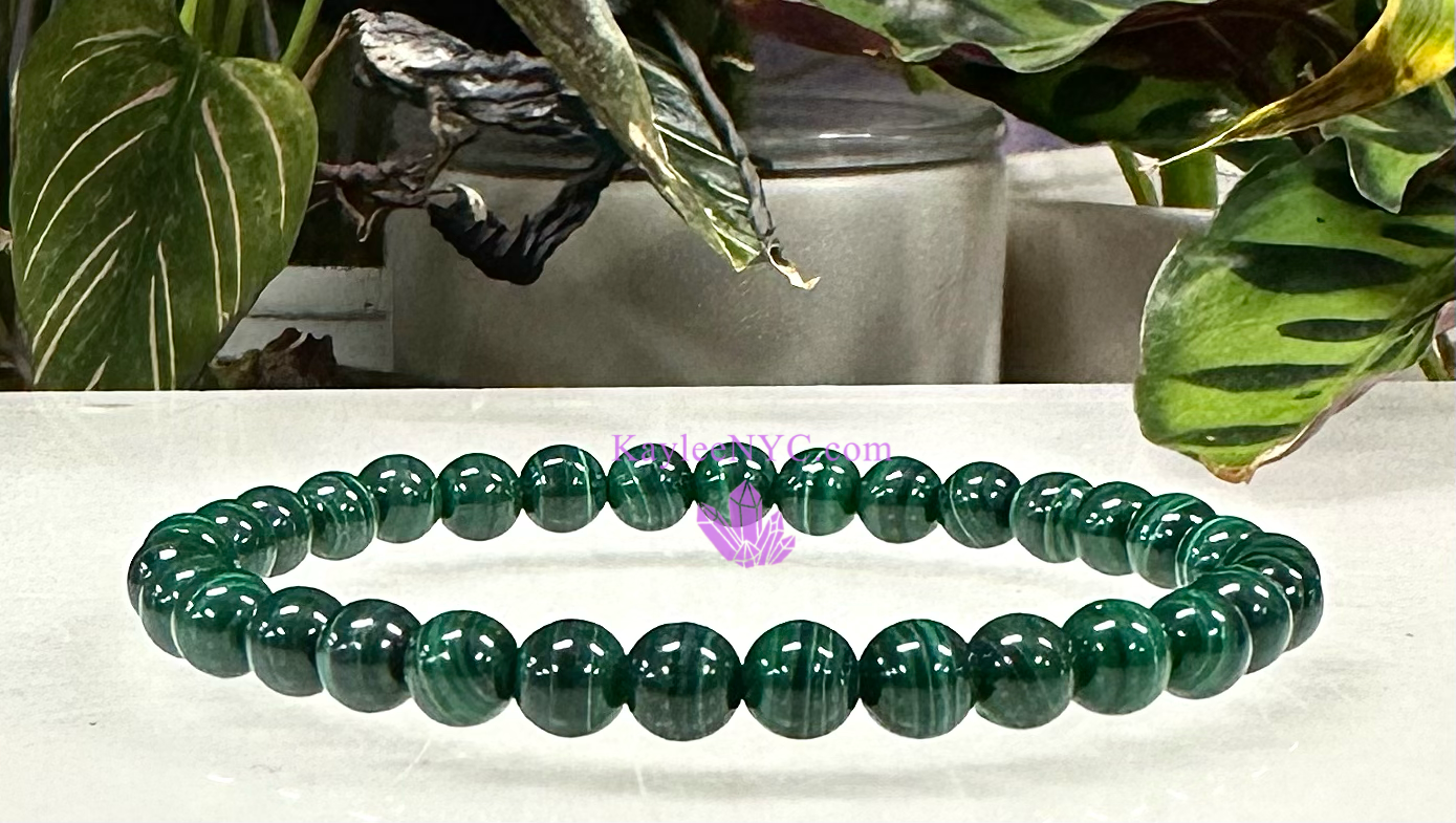 6mm Malachite Crystal Healing Stretch Bracelet 7.5"