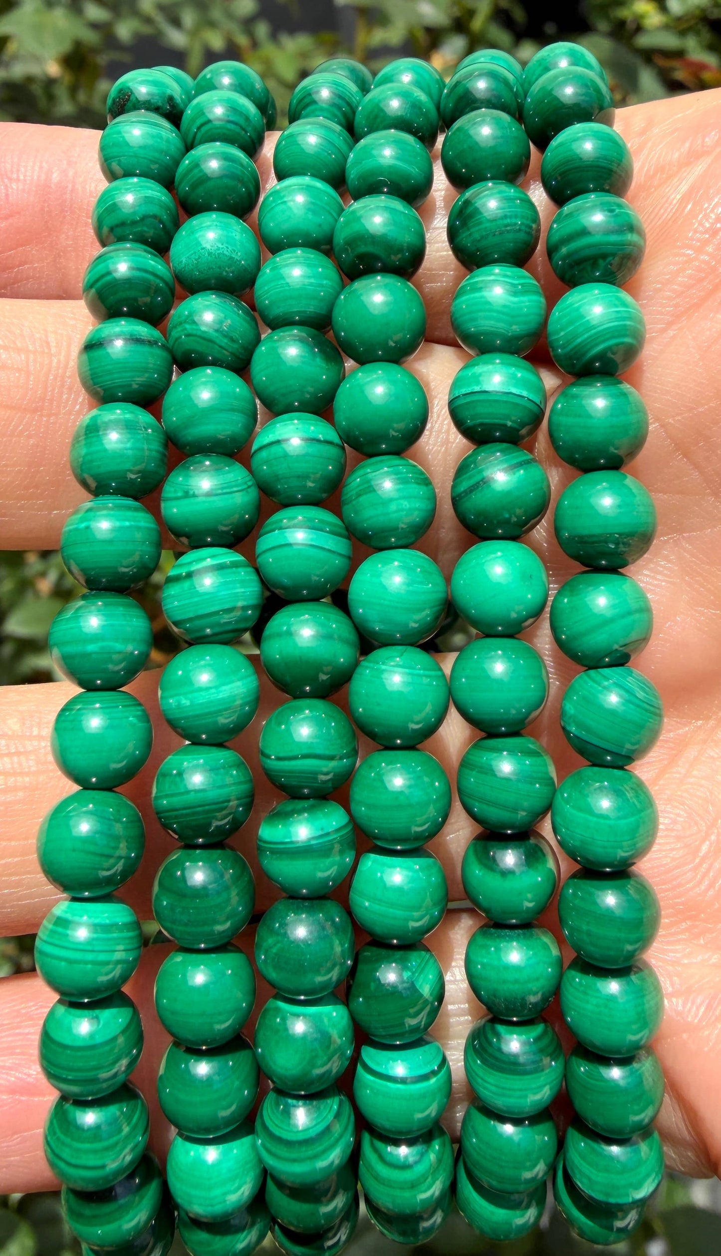 6mm Malachite Crystal Healing Stretch Bracelet 7.5"