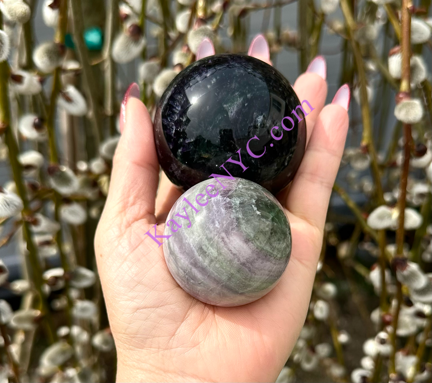 Natural Silk Fluorite Sphere Crystal