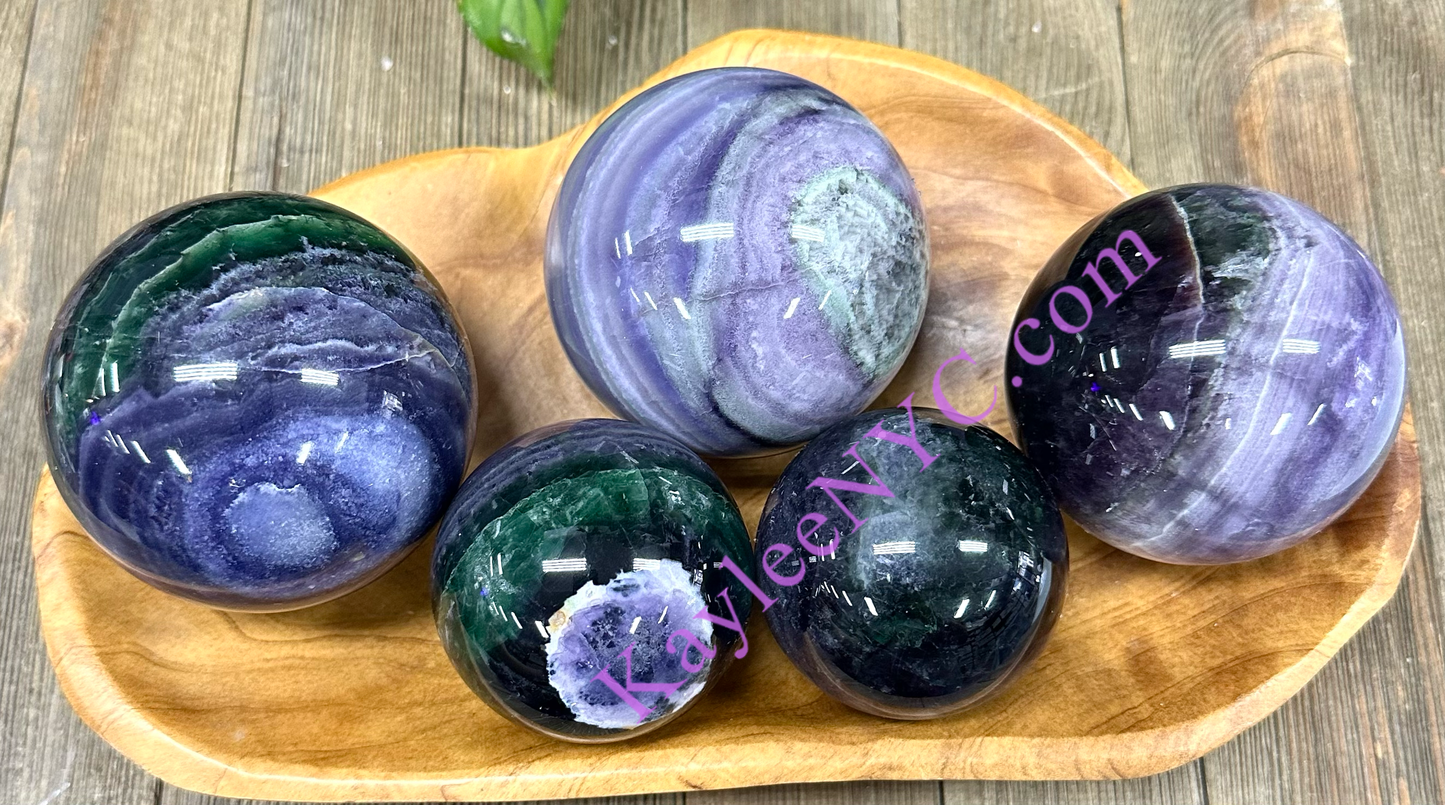 Natural Silk Fluorite Sphere Crystal