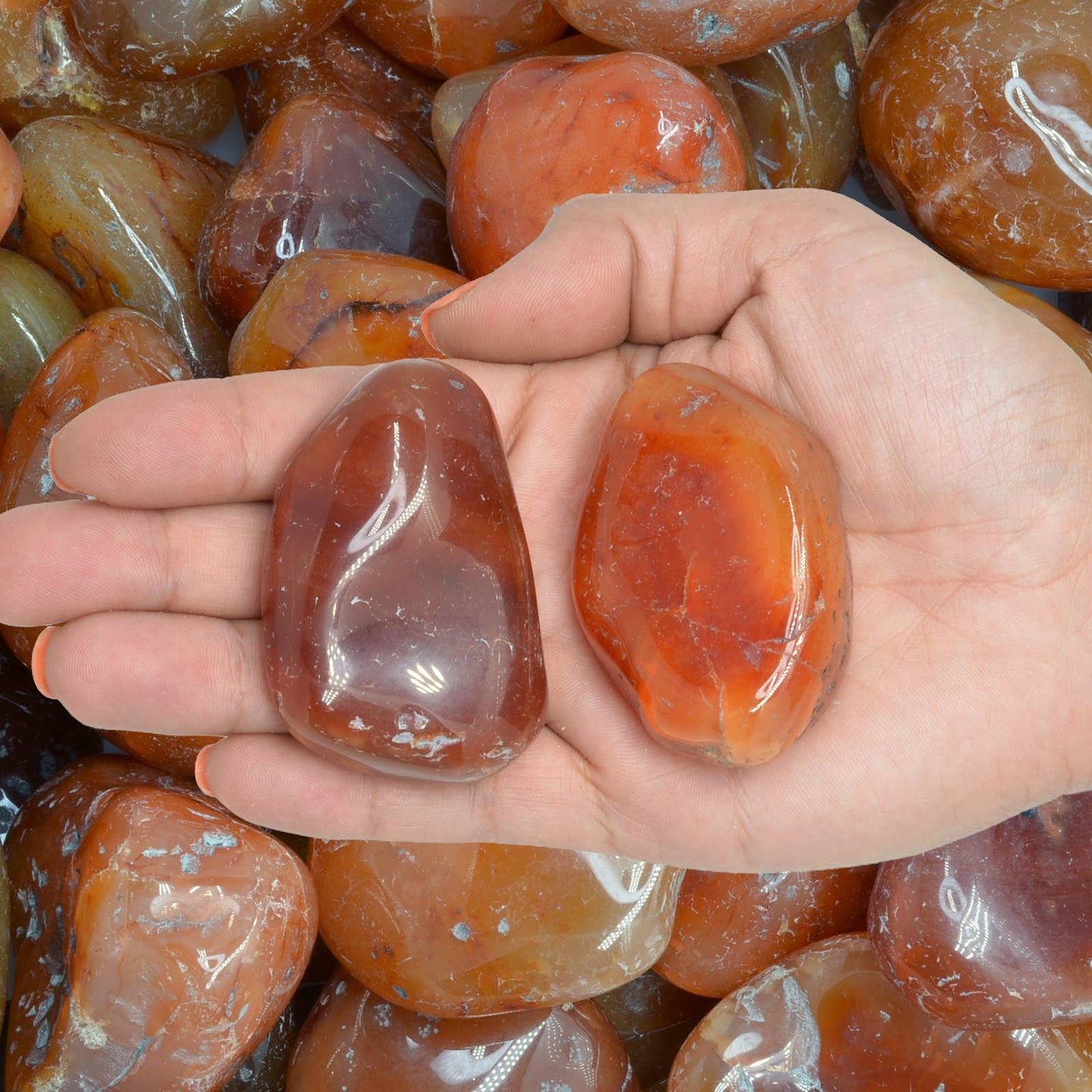 🧡 Natural Carnelian Tumbled Stones – Large (Brazil)