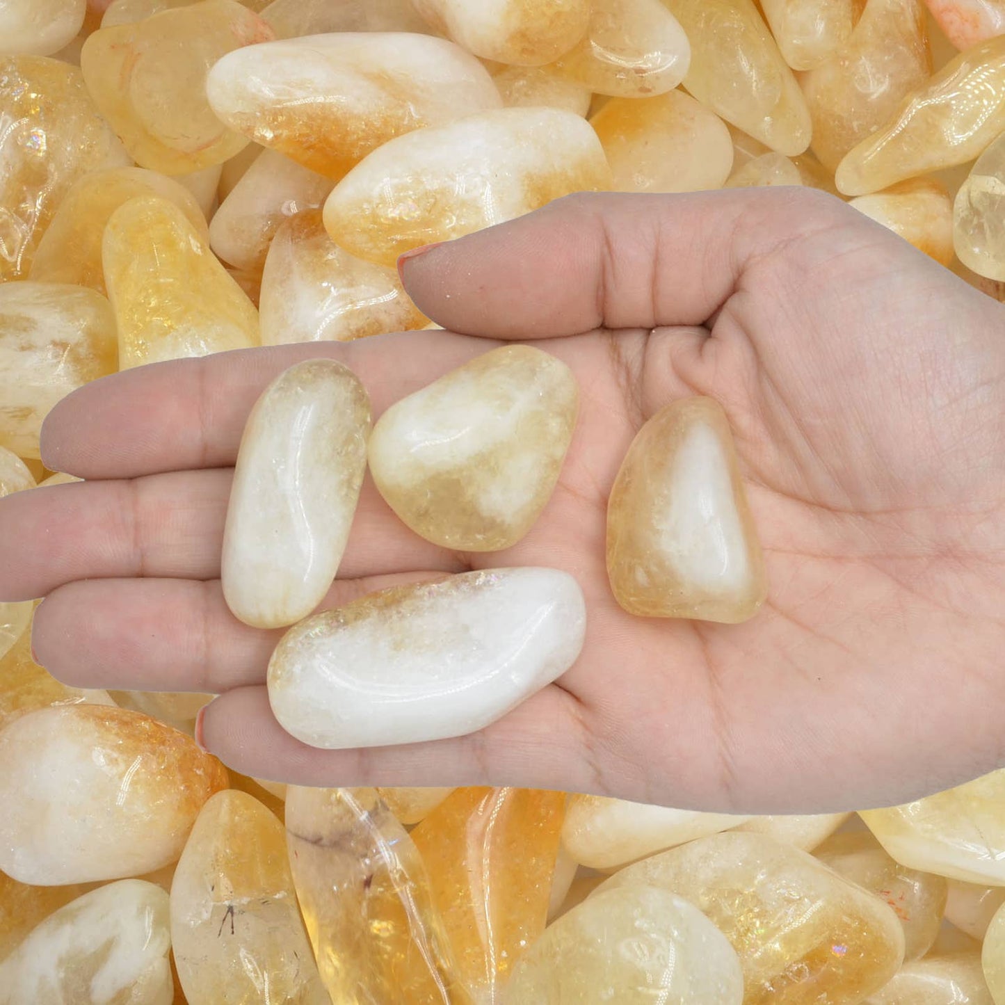 💛 Natural Citrine Tumbled Stones – Medium (Brazil)