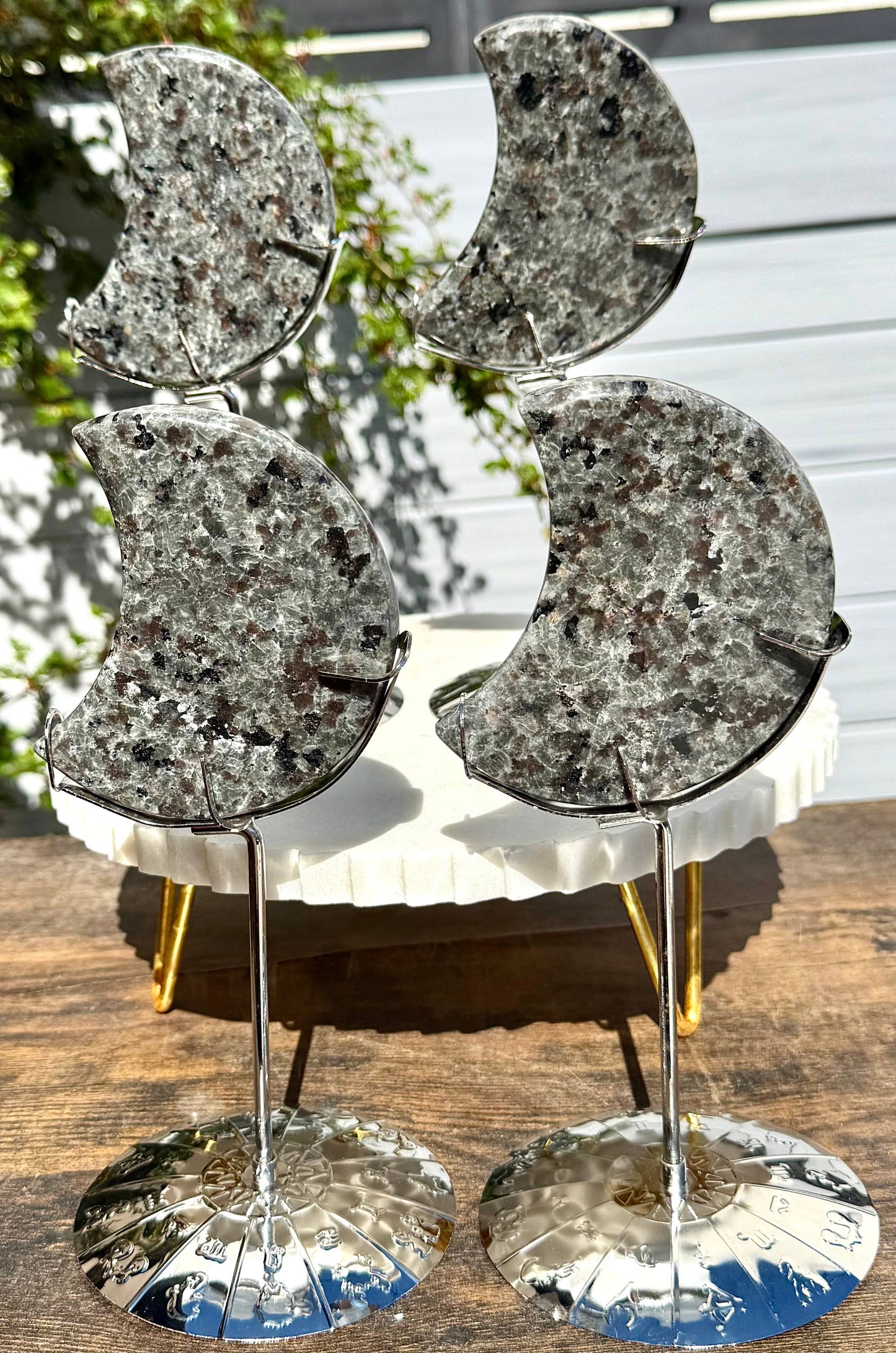 Natural Yooperlite Moon w Zodiac stand