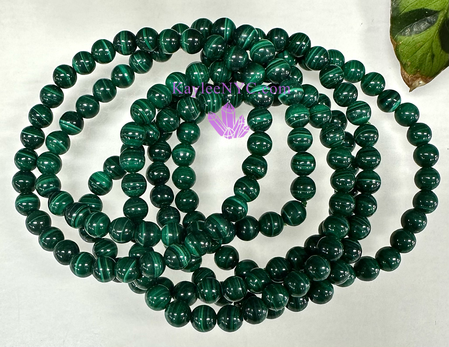 6mm Malachite Crystal Healing Stretch Bracelet 7.5"