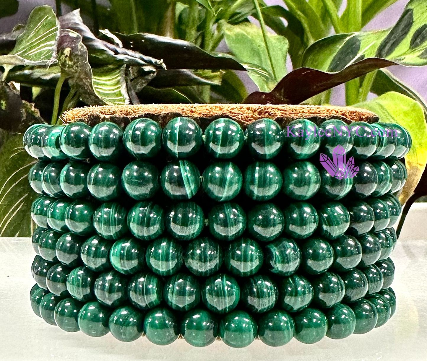 6mm Malachite Crystal Healing Stretch Bracelet 7.5"
