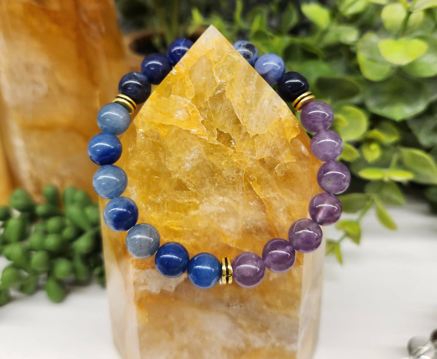 ANXIETY RELIEF-Blue Aventurine/Sodalite/Amethyst Bracelet8mm