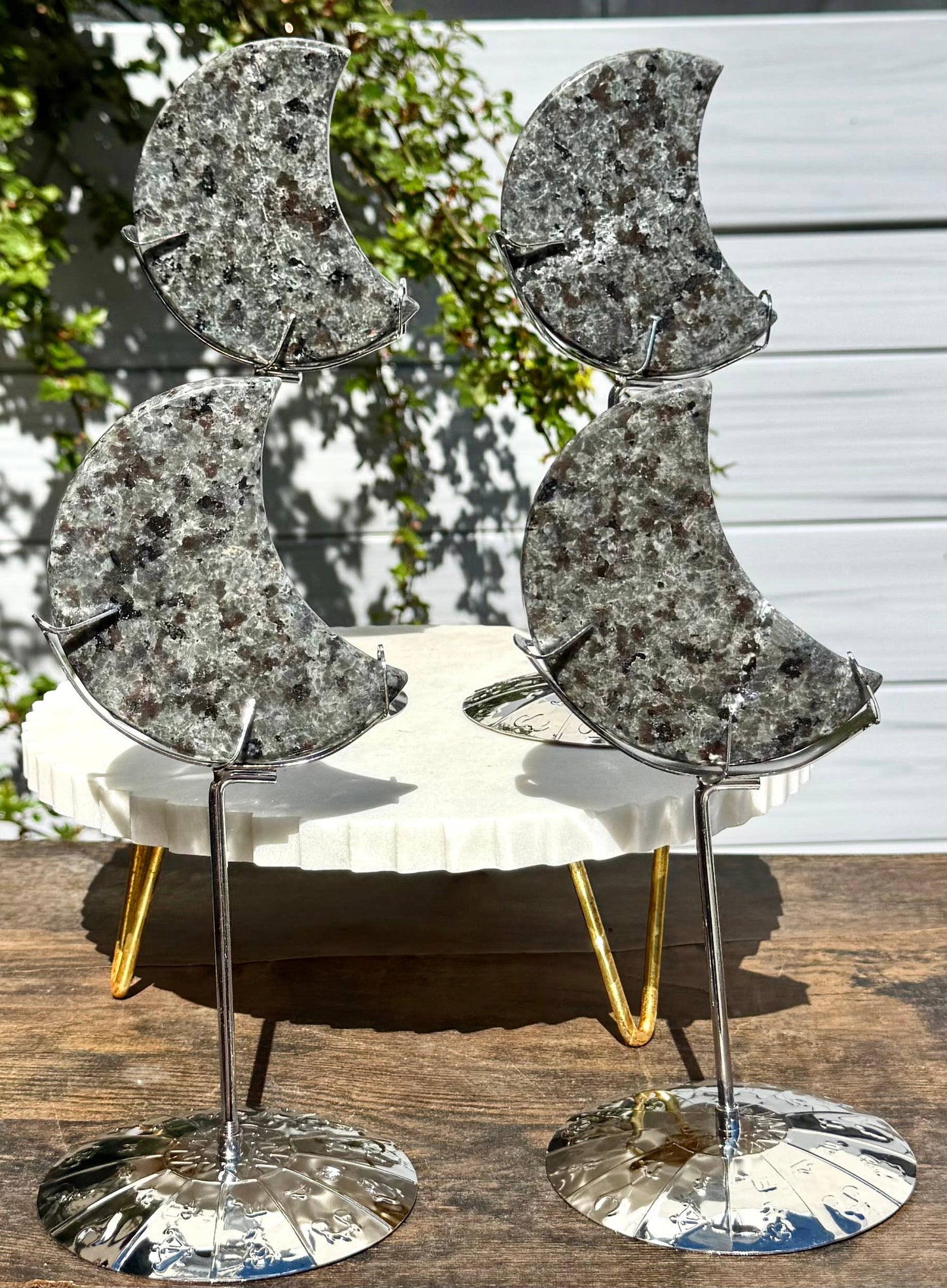 Natural Yooperlite Moon w Zodiac stand