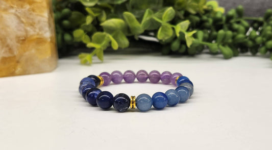 ANXIETY RELIEF-Blue Aventurine/Sodalite/Amethyst Bracelet8mm