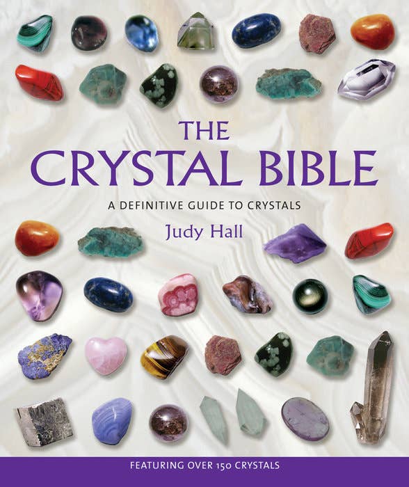 Book cover of 'The Crystal Bible' with various crystals on a white background