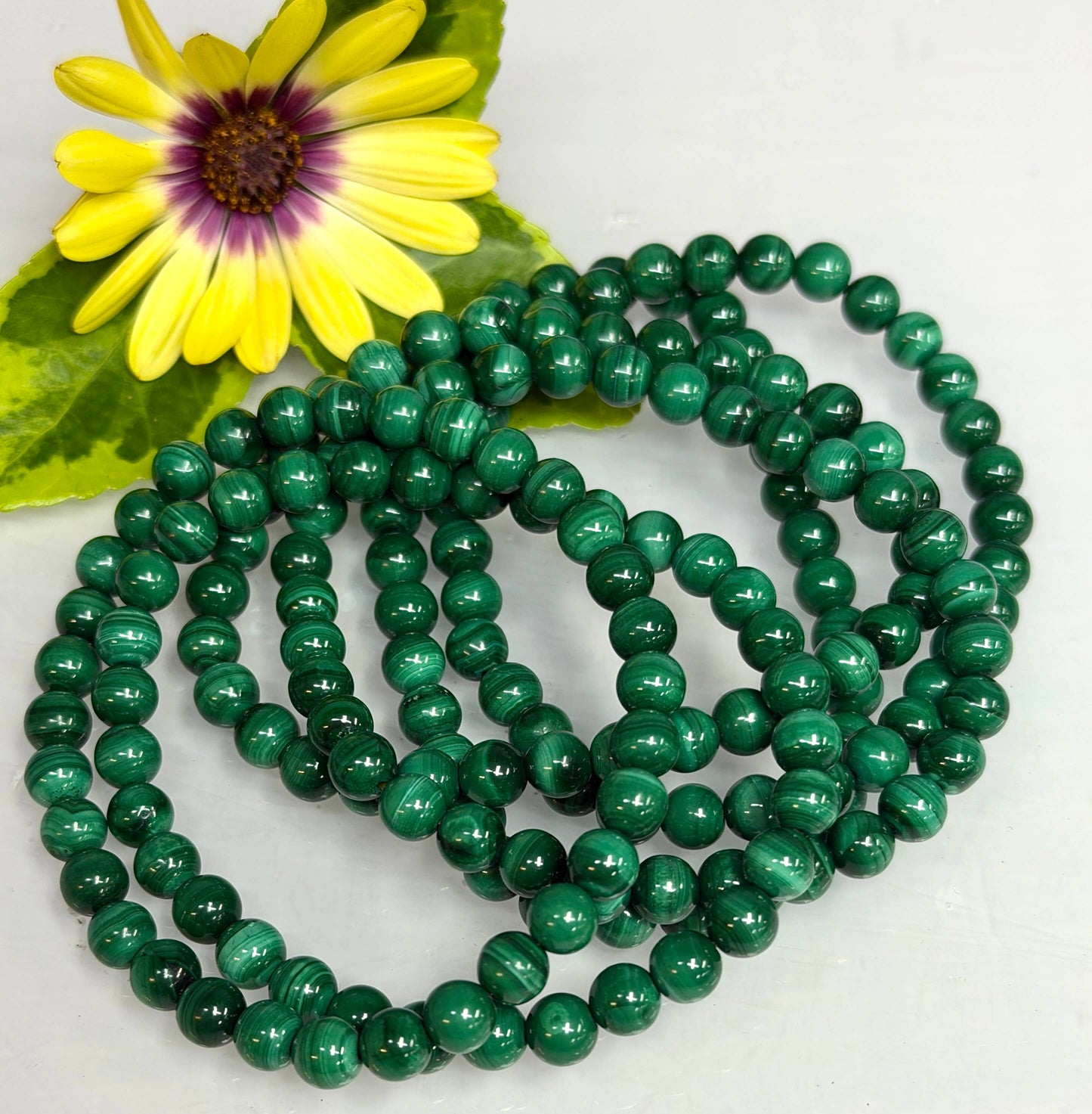 6mm Malachite Crystal Healing Stretch Bracelet 7.5"