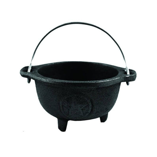 4" Pentacle Cast Iron Cauldron Bowl with Hanger
