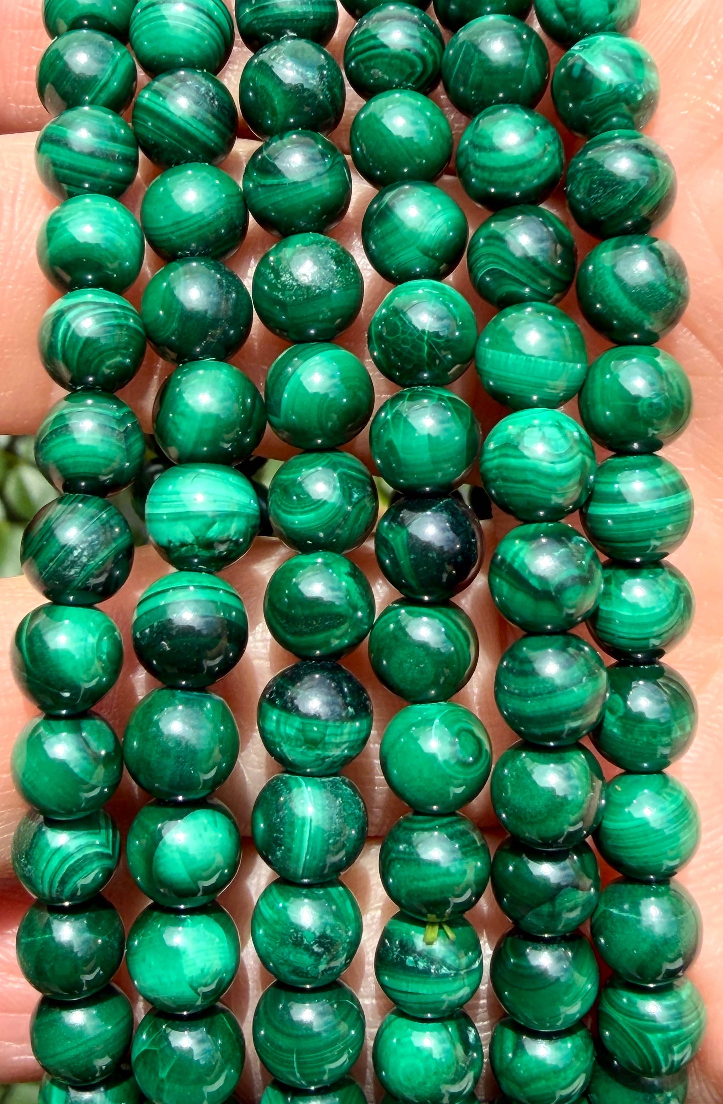6mm Malachite Crystal Healing Stretch Bracelet 7.5"