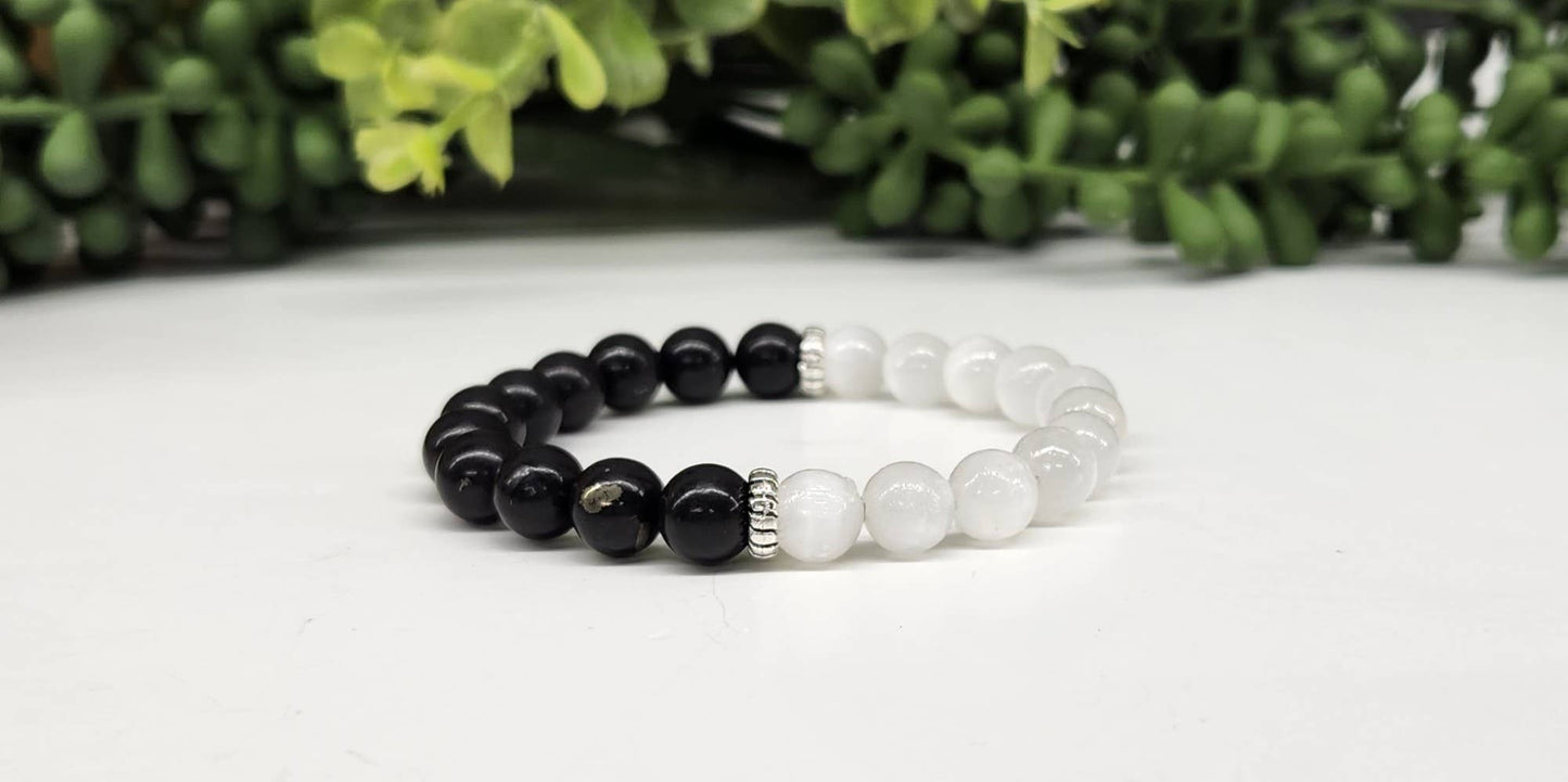 PROTECTION - Shungite & Selenite Bracelet 8mm beads