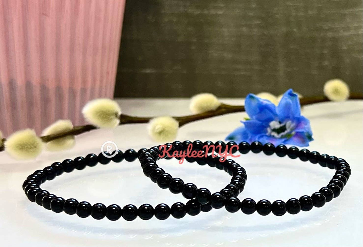 Black Tourmaline 4mm Crystal Stretch Bracelet 7.5"