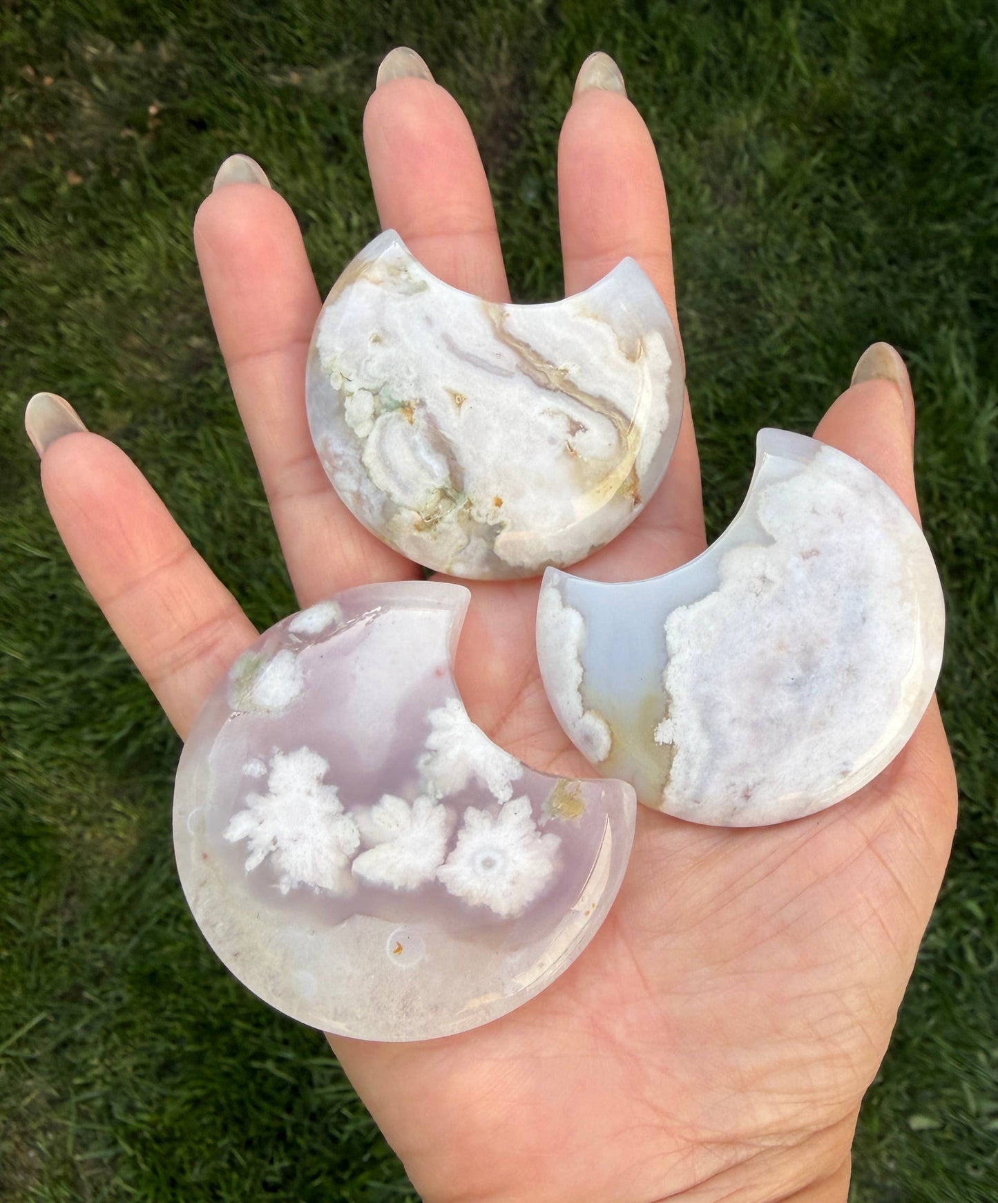 Flower Agate Moon Crystal Healing