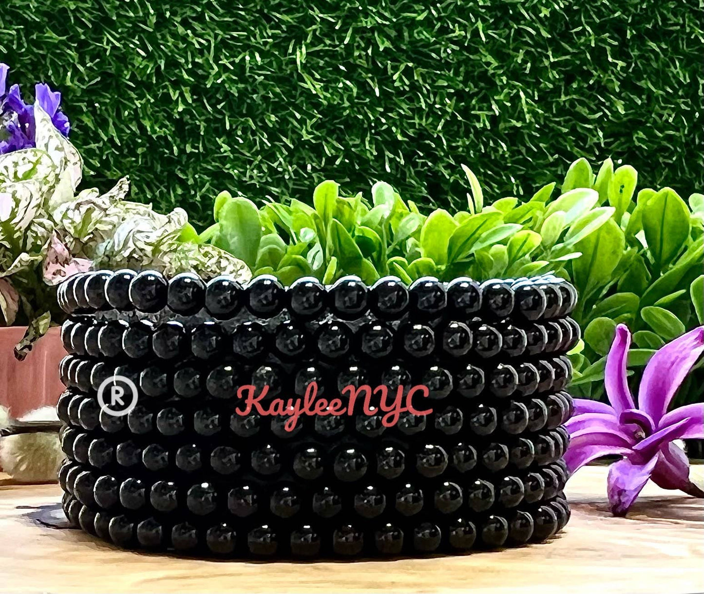 Black Tourmaline 4mm Crystal Stretch Bracelet 7.5"
