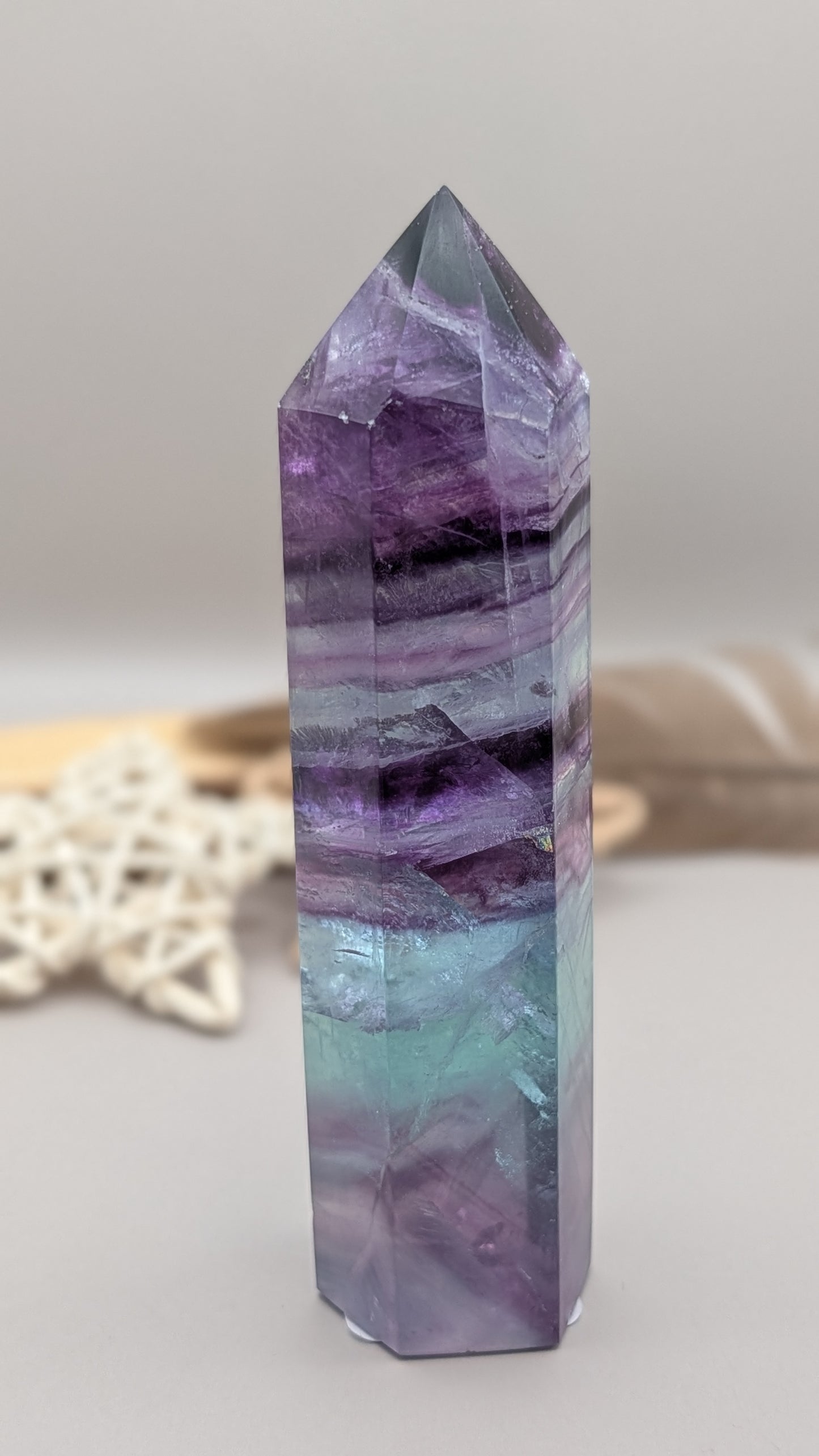 Natural Rainbow Fluorite Tower Crystal Healing