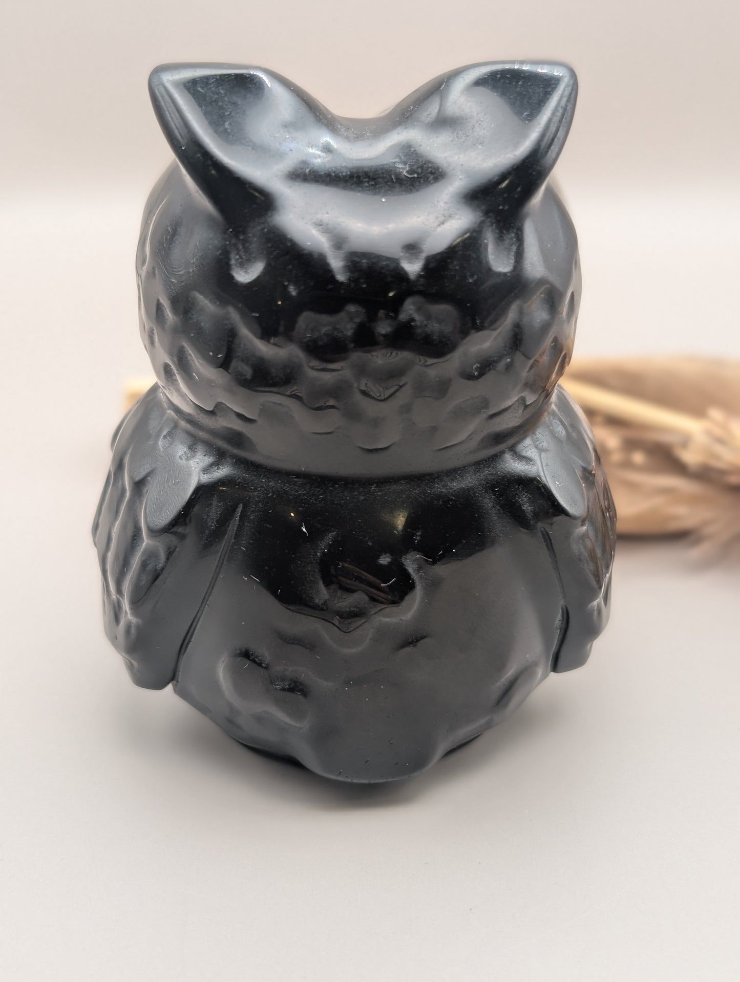 Natural Black Obsidian Owl