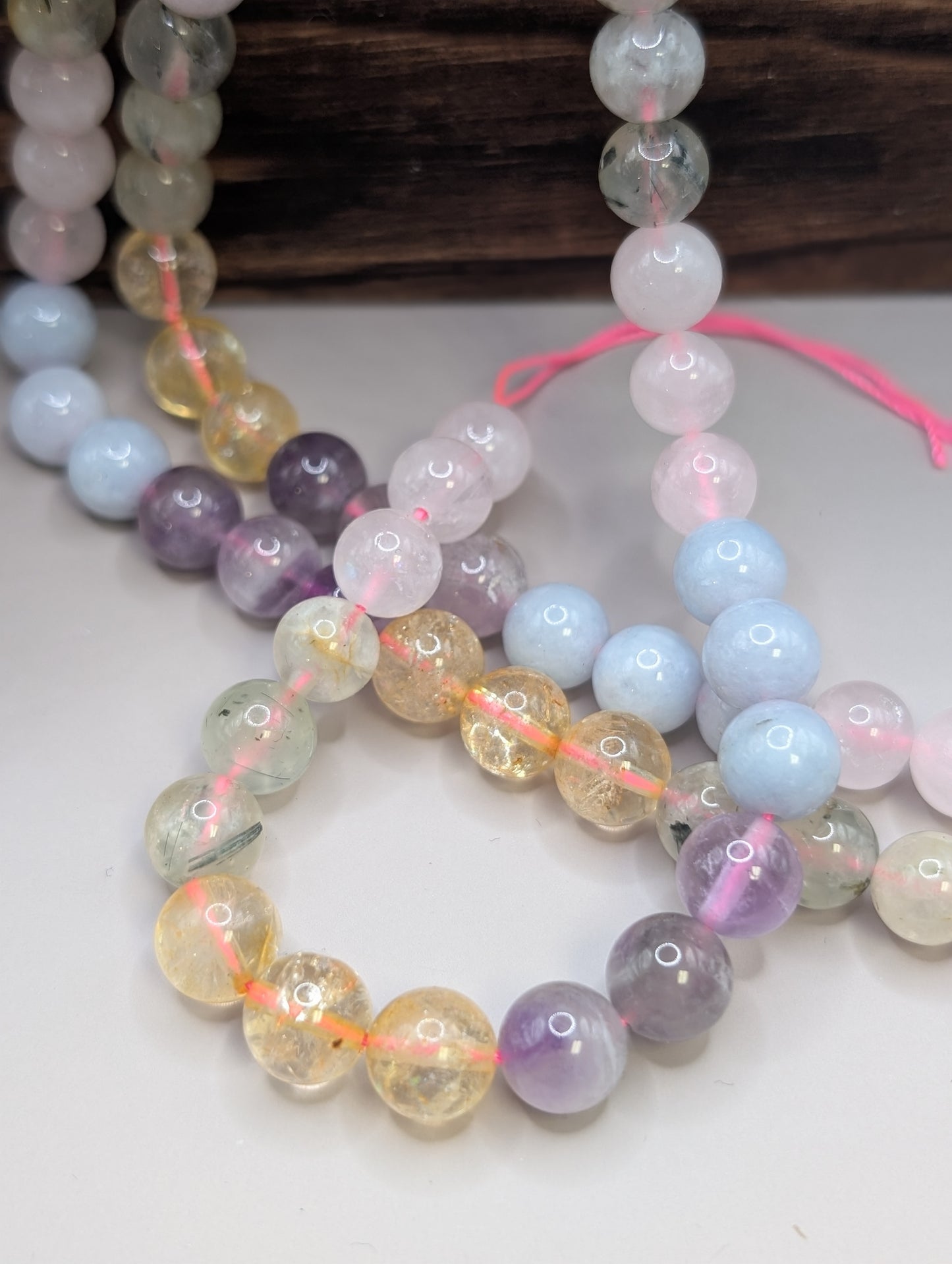 Natural Crystal beads 15.5” - 8mm 5 mix